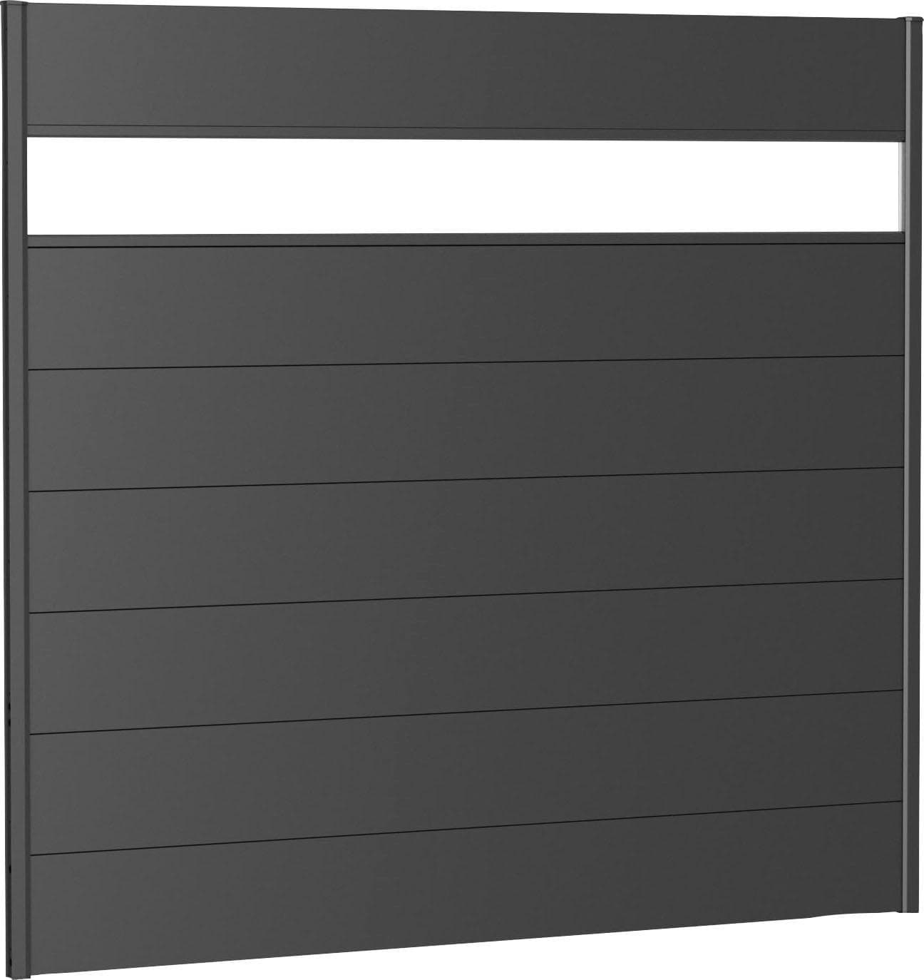 BioHort Sichtschutzelement Silber Stahlblech 7 Metall-Paneele 1 Acrylglas-Paneel