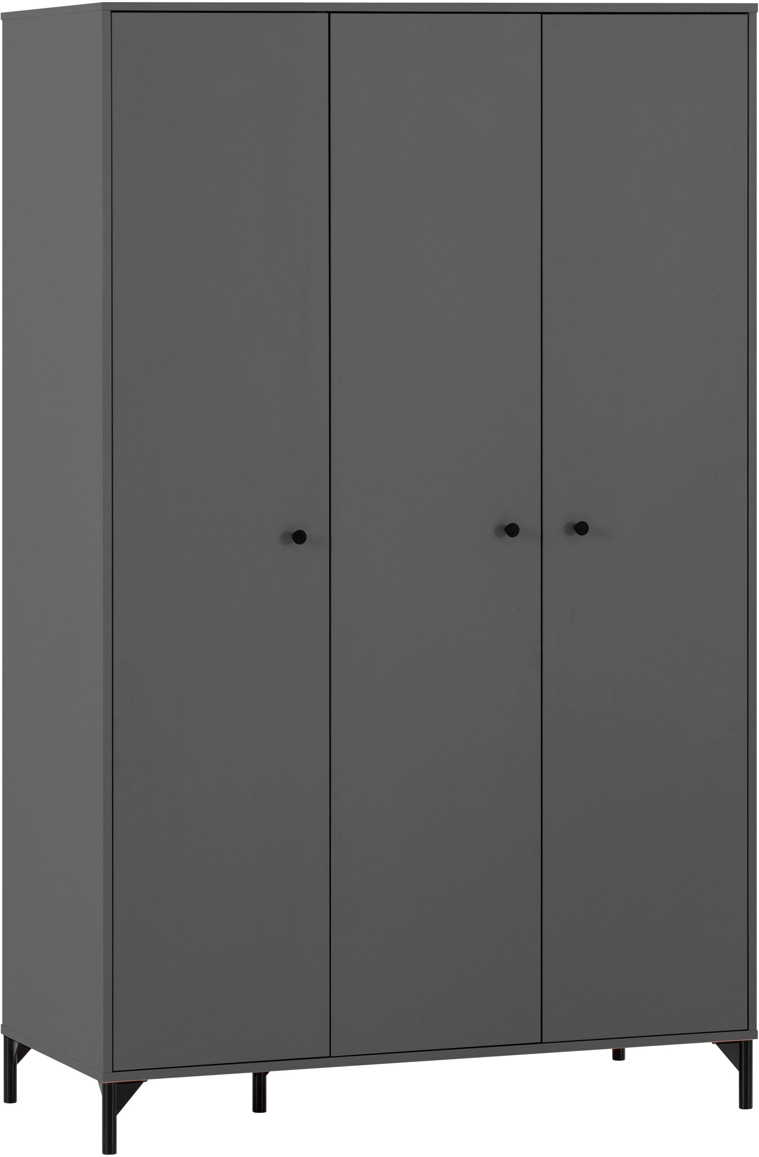 Dreitüriger Kleiderschrank mit 5 Fächern und Metallbeschlägen