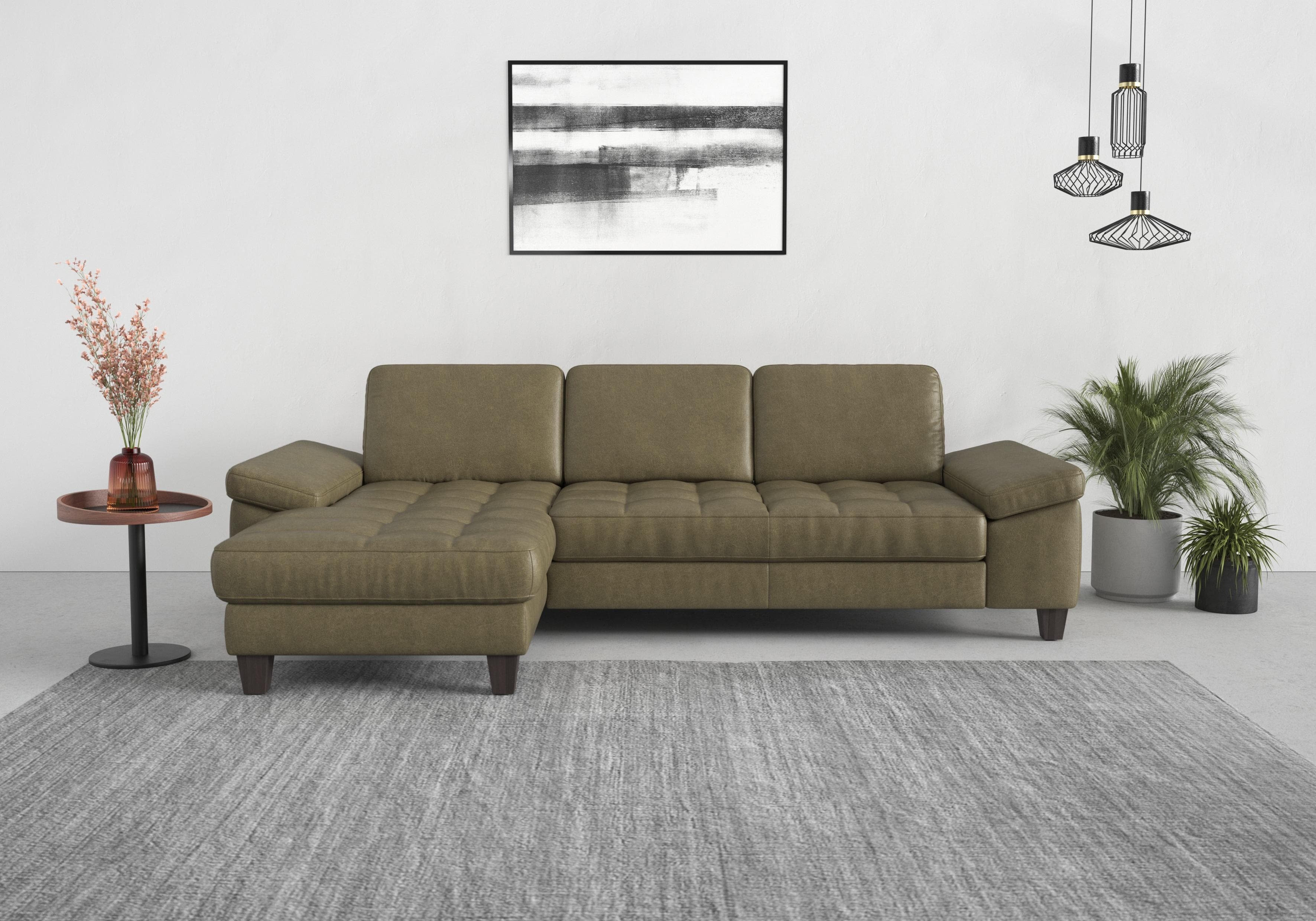 SIT & MORE Ecksofa Westham L-Form Olive Recamiere