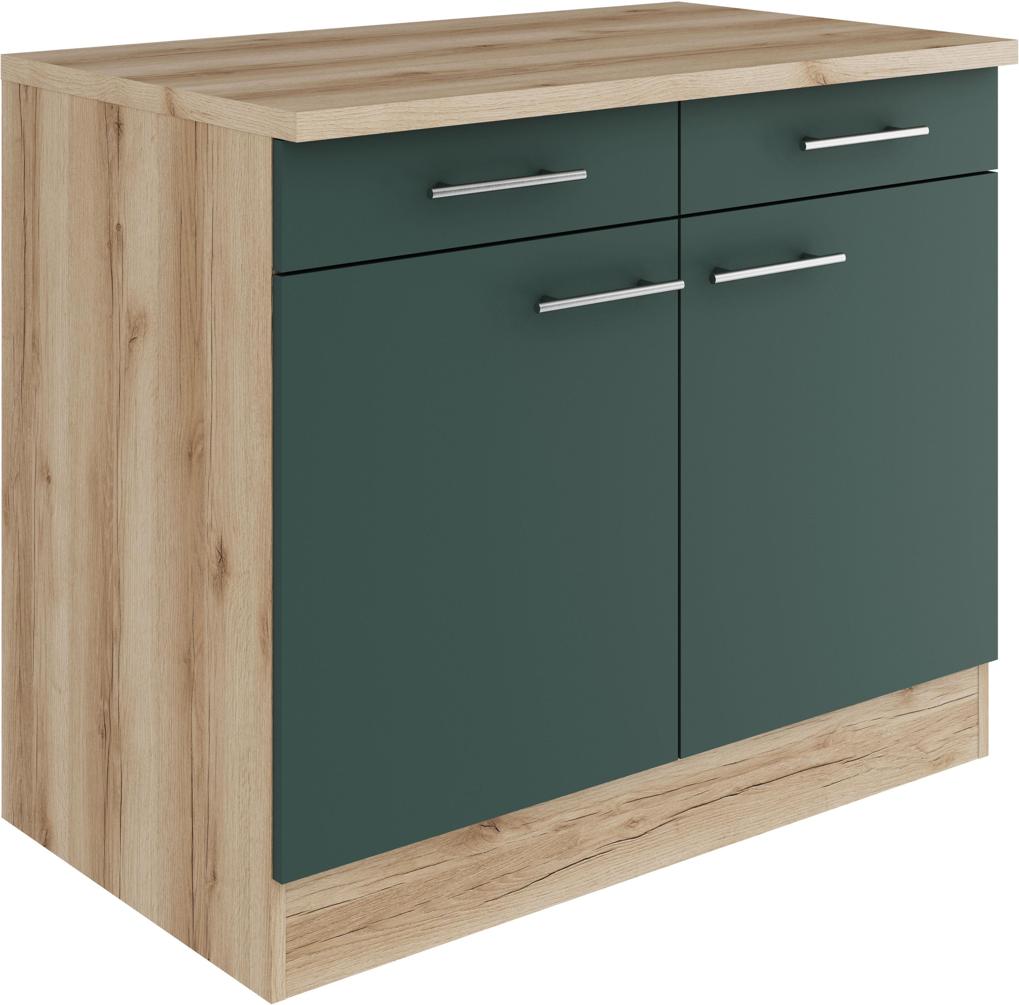 OPTIFIT Unterschrank Bella 100cm Steingrün Wildeiche mit Schubkästen