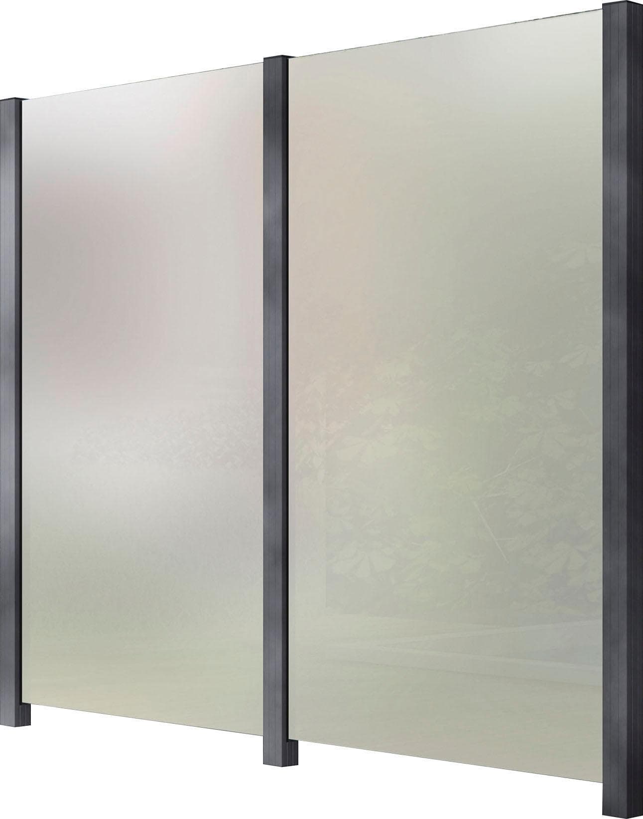 Baur Versand Glaszaun STAKET PRO Grau Aluminium mit satiniertem Glas