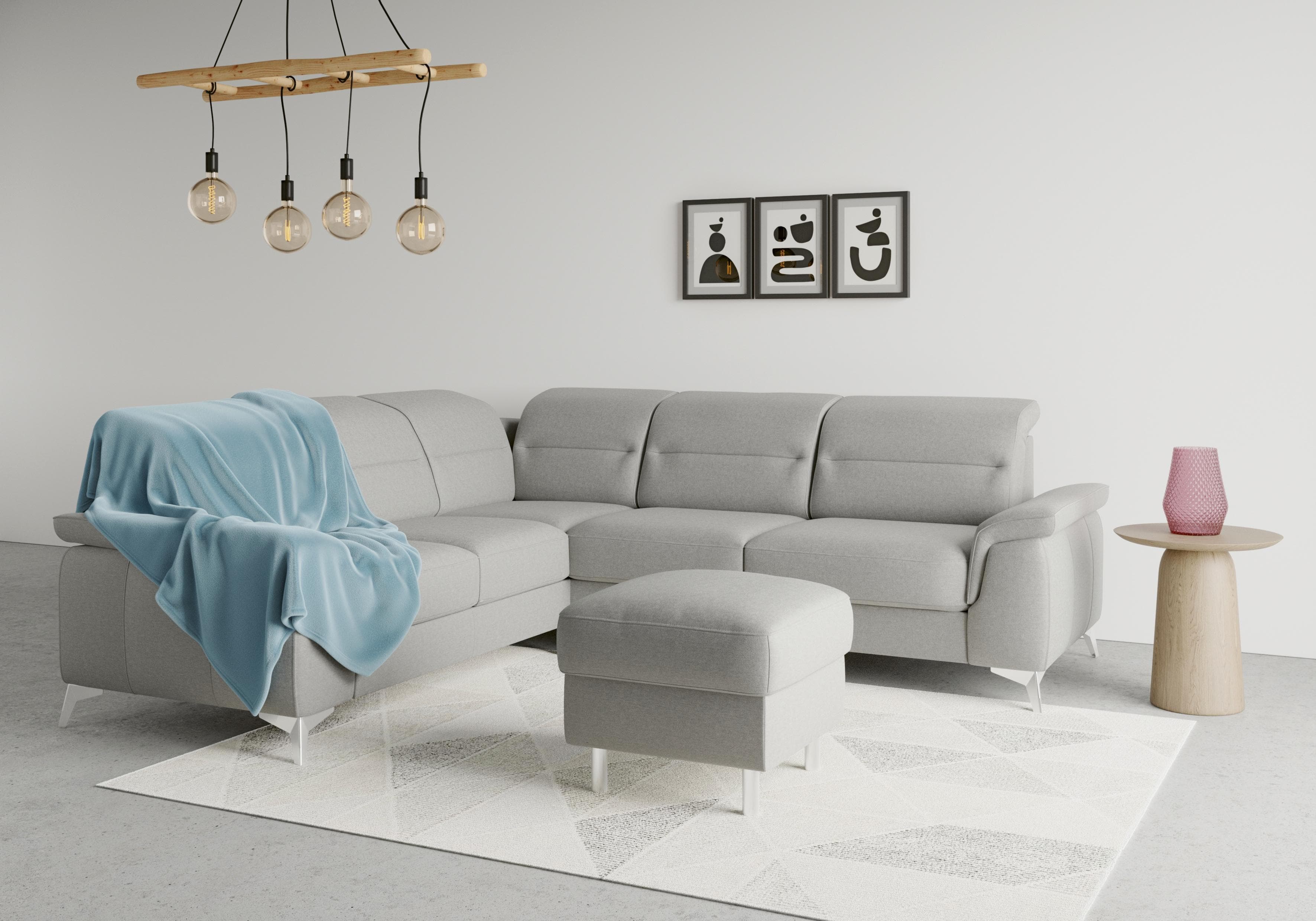 SIT & MORE Ecksofa Sinatra L-Form Grau mit Bettfunktion