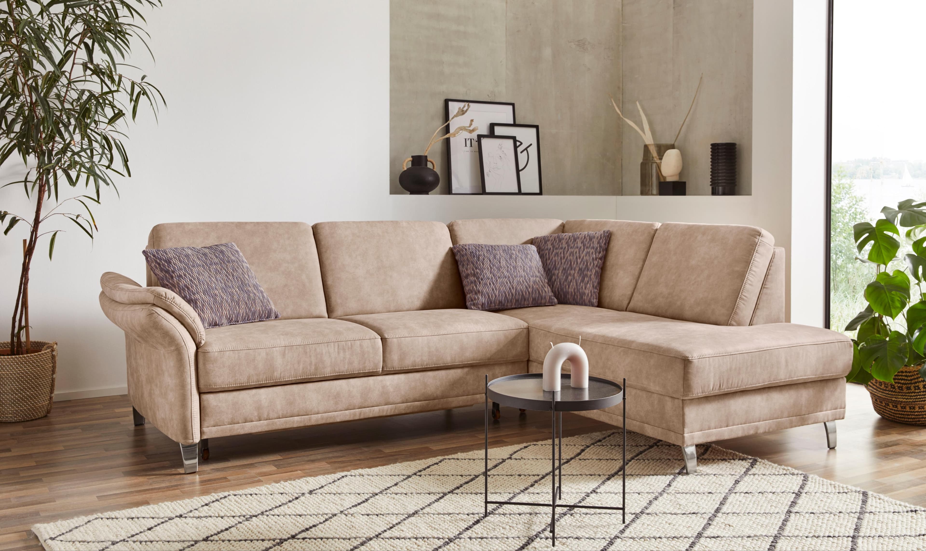 SIT & MORE Ecksofa Clio L-Form Beige mit Federkern
