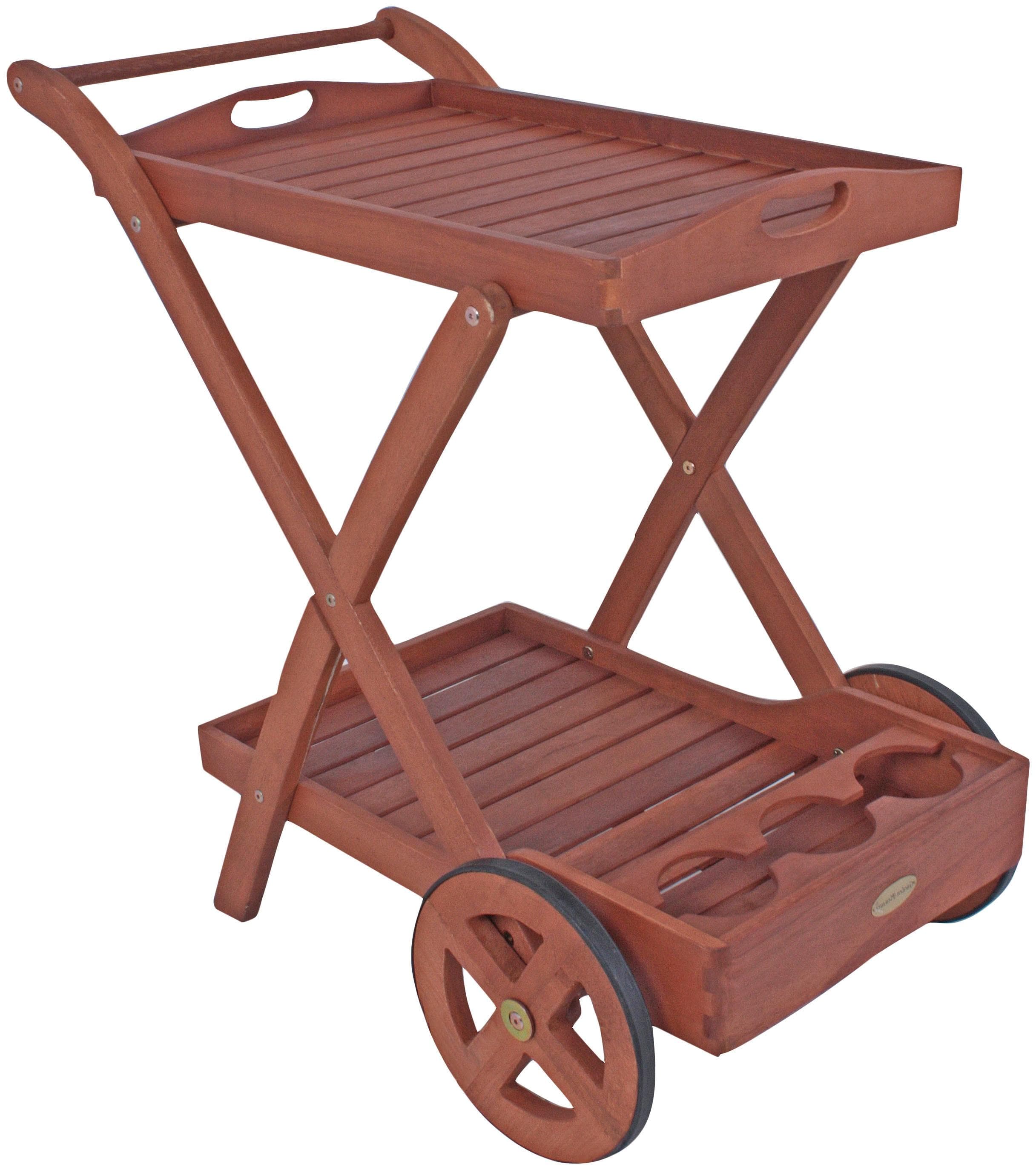 Garden Pleasure Servierwagen Toledo Braun Eukalyptus Rollwagen
