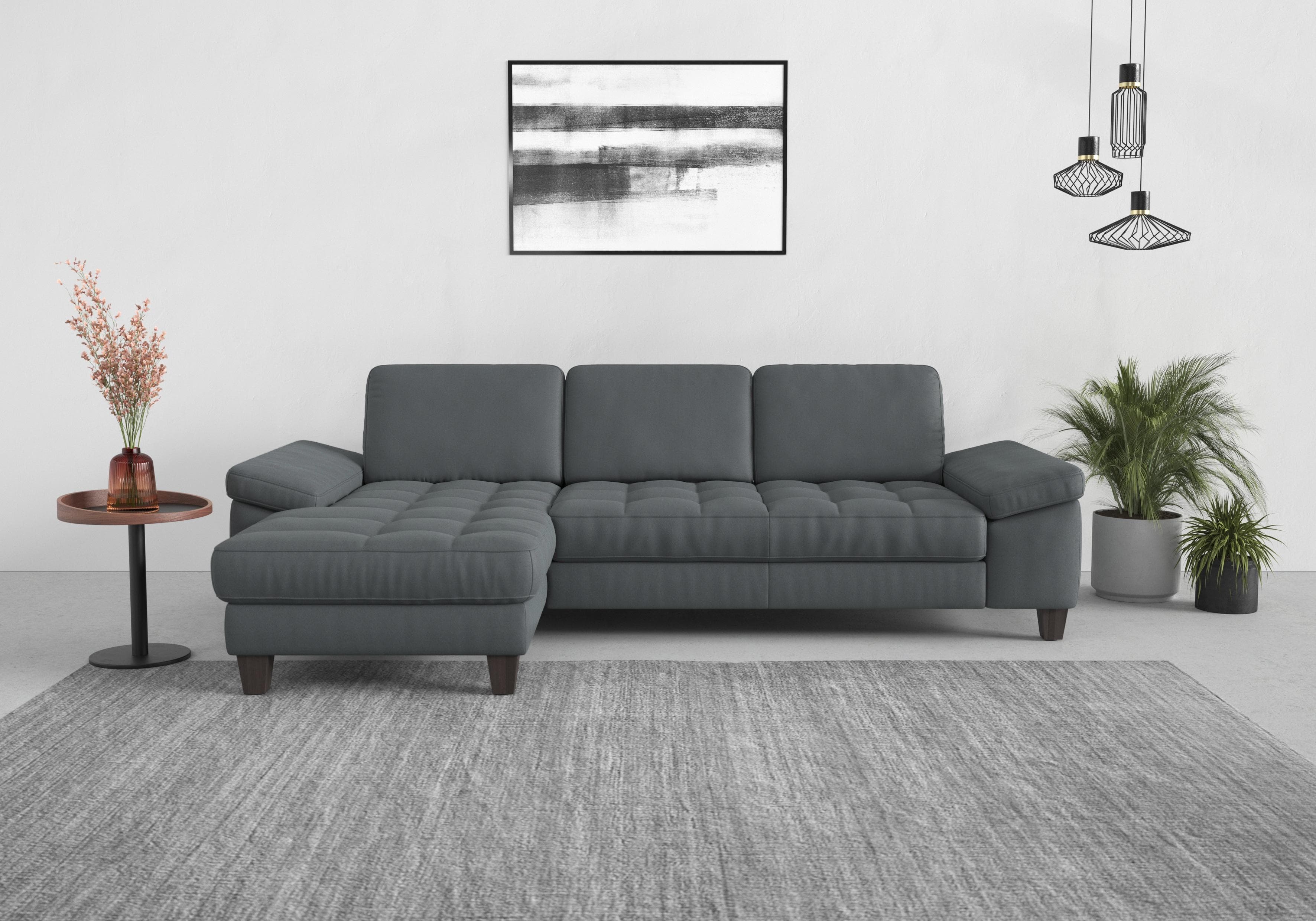 Ecksofa SIT & MORE Westham L-Form Grau mit Recamiere