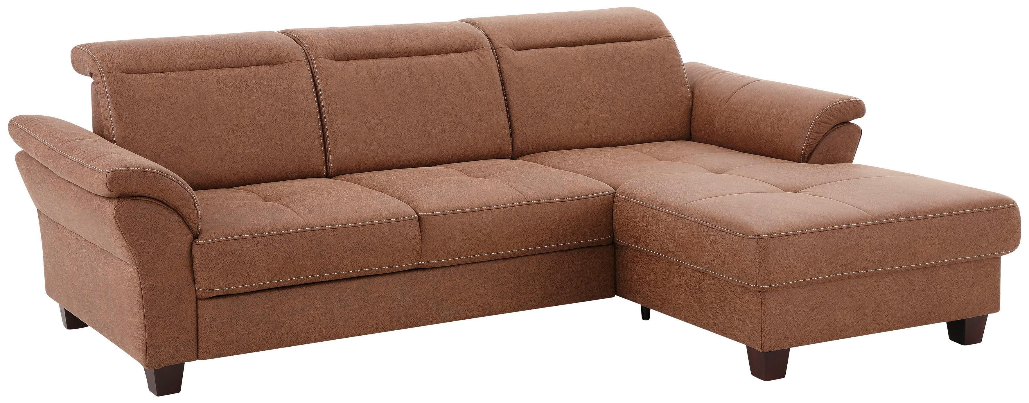 HOME AFFAIRE Ecksofa Solvei L-Form Braun mit Recamiere und Bettfunktion