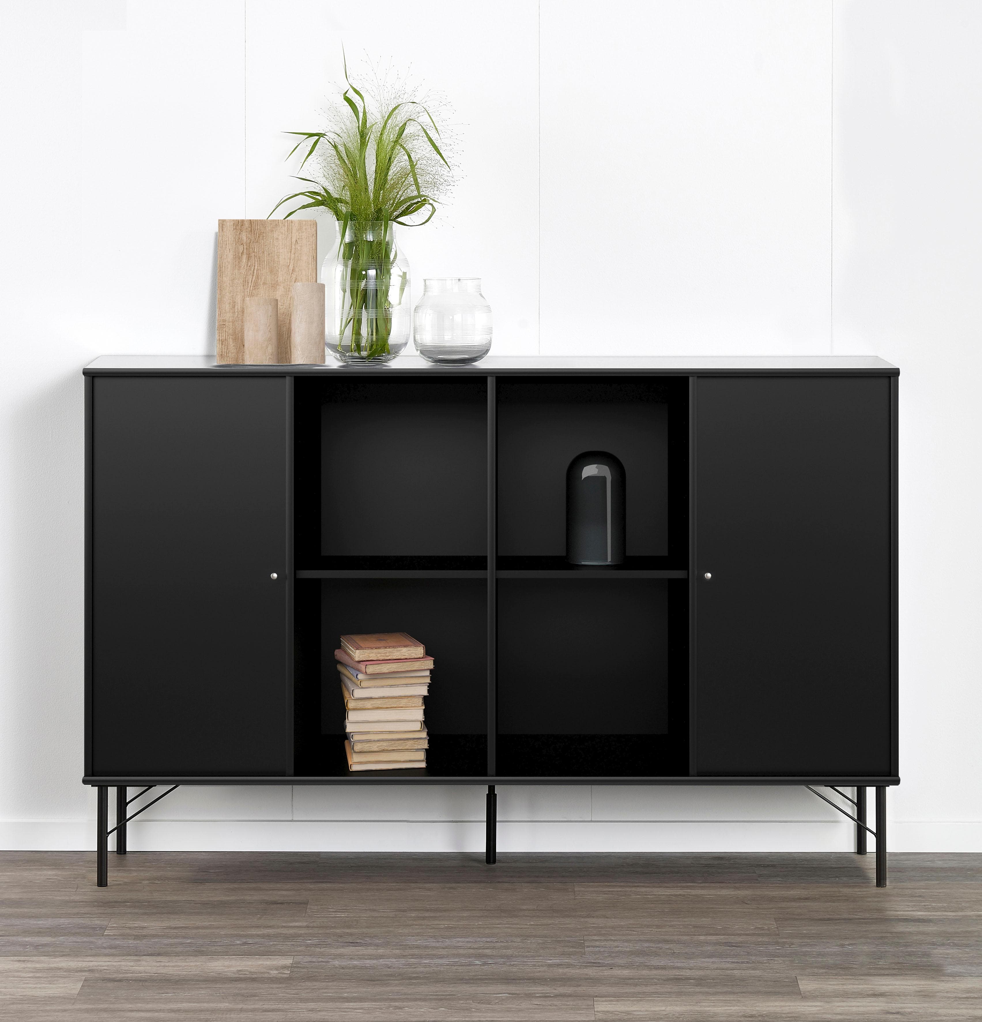 Sideboard Mistral Kubus Schwarz Massivholz Spanplatte