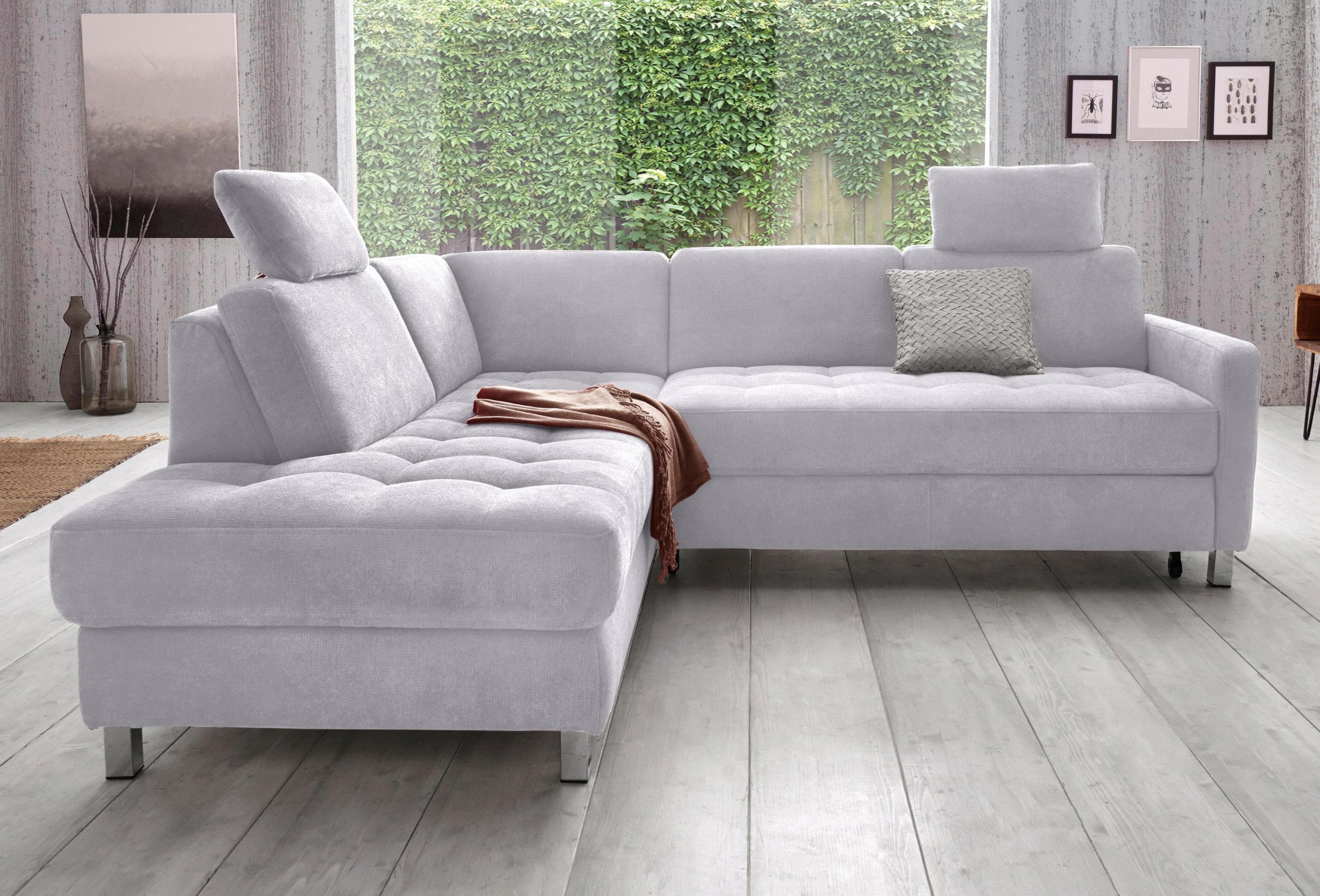 SIT & MORE Ecksofa Pablo L-Form Silber Microfaser