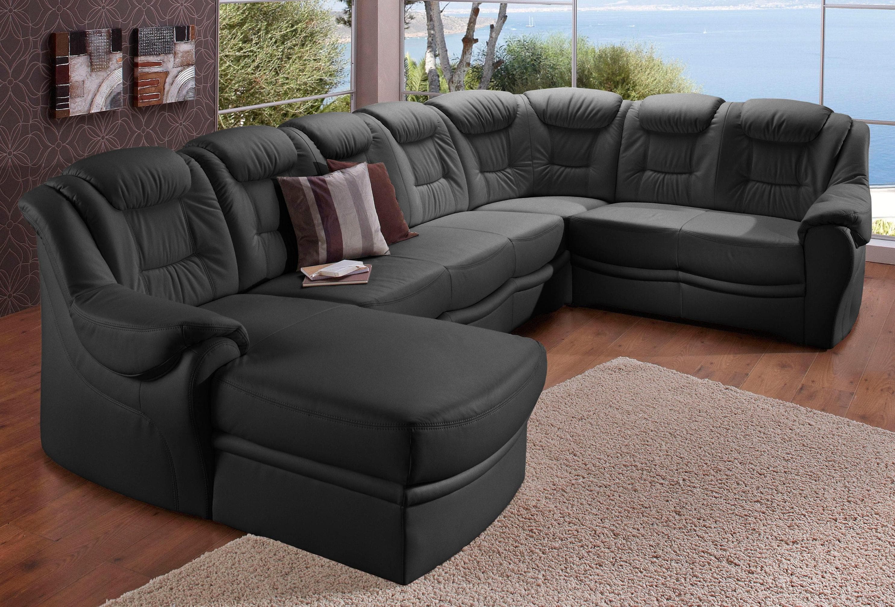 SIT & MORE Bellevue U-Form Wohnlandschaft Schwarz mit Bettfunktion