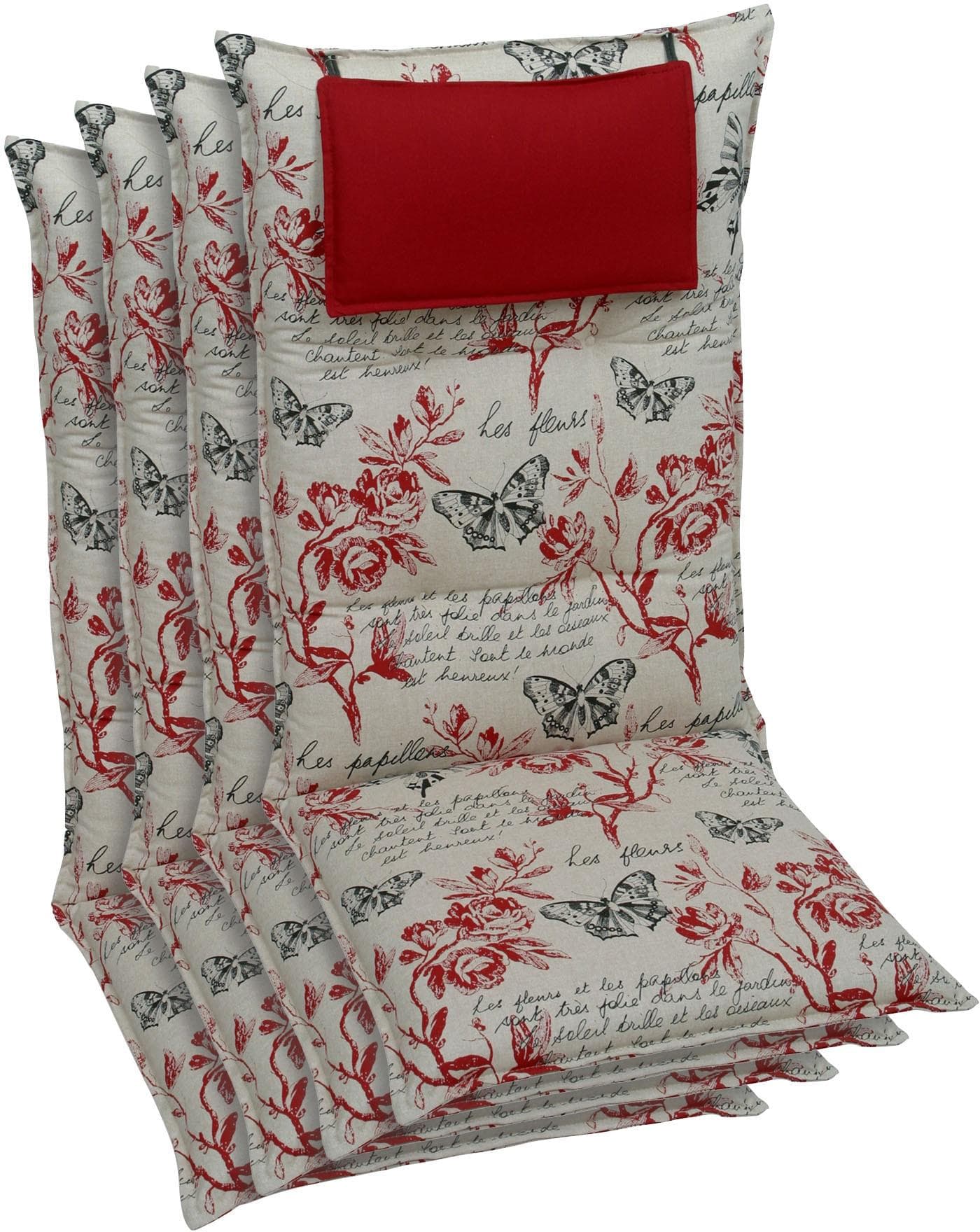 GO-DE Hochlehnerauflage Set 4x Beige - UV-beständiger Komfort für Gartenstühle