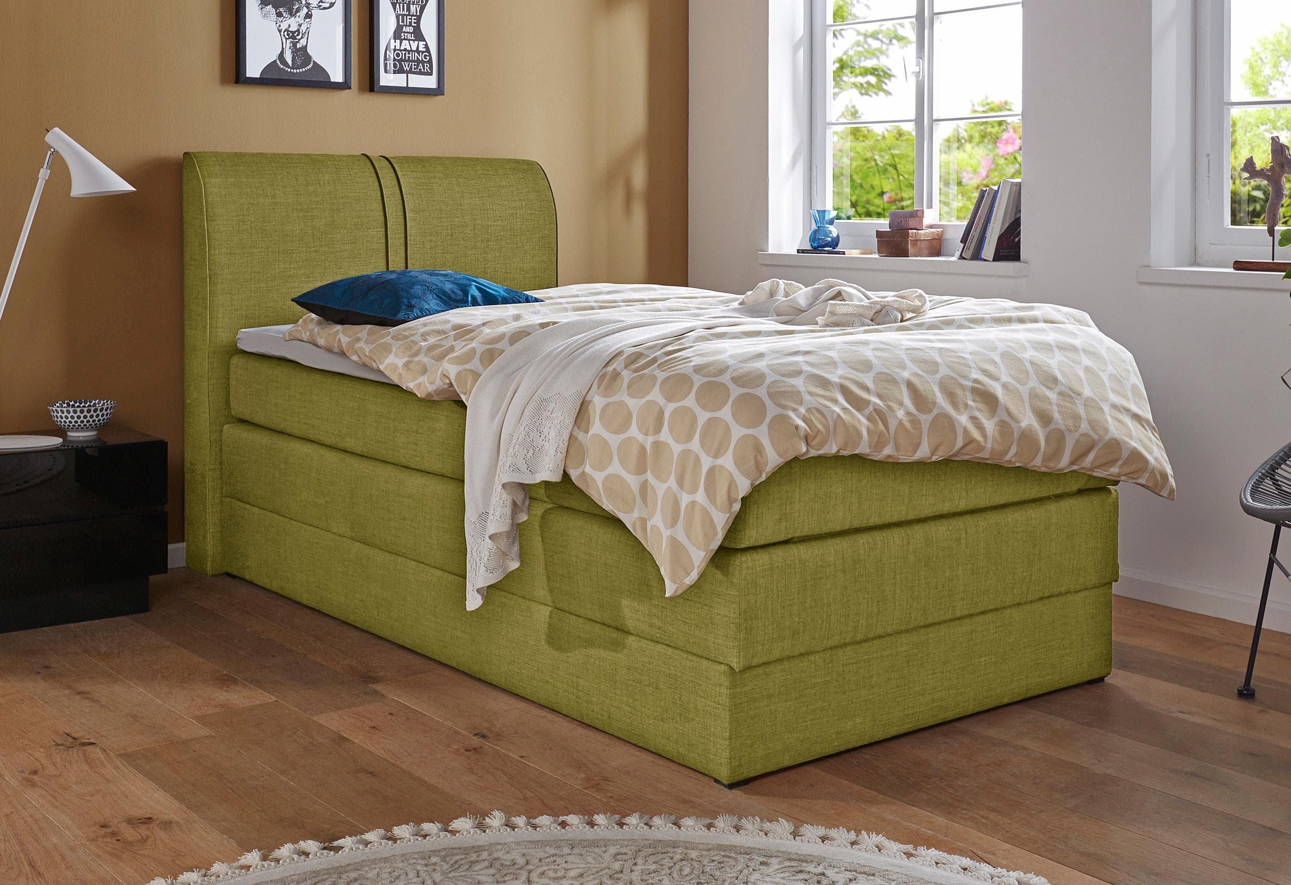 HAPO Boxspringbett Grün 7-Zonen-Kaltschaummatratze mit Bettkasten