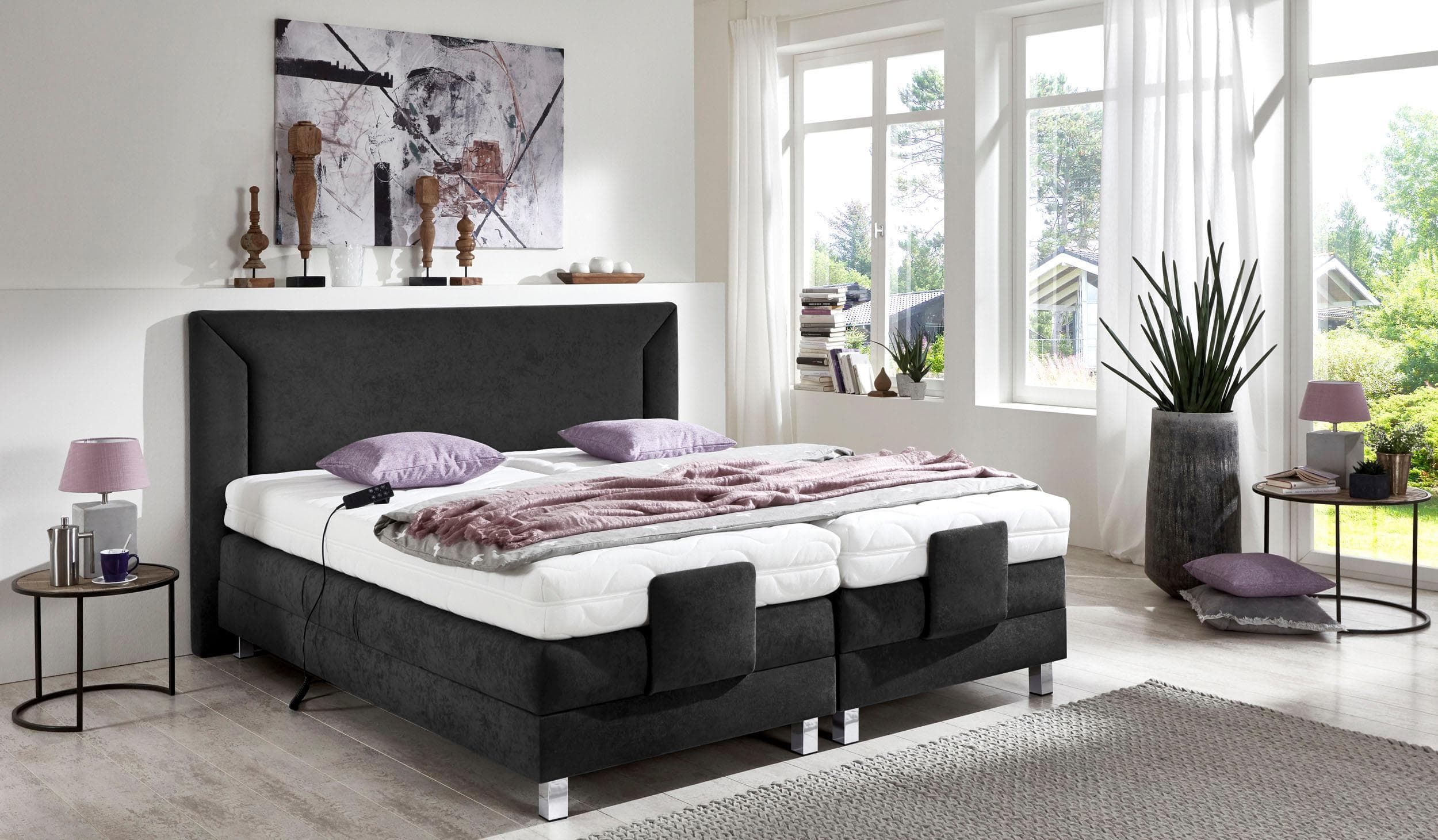 Westfalia Schlafkomfort Boxspringbett Schwarz Elektrisch Verstellbar