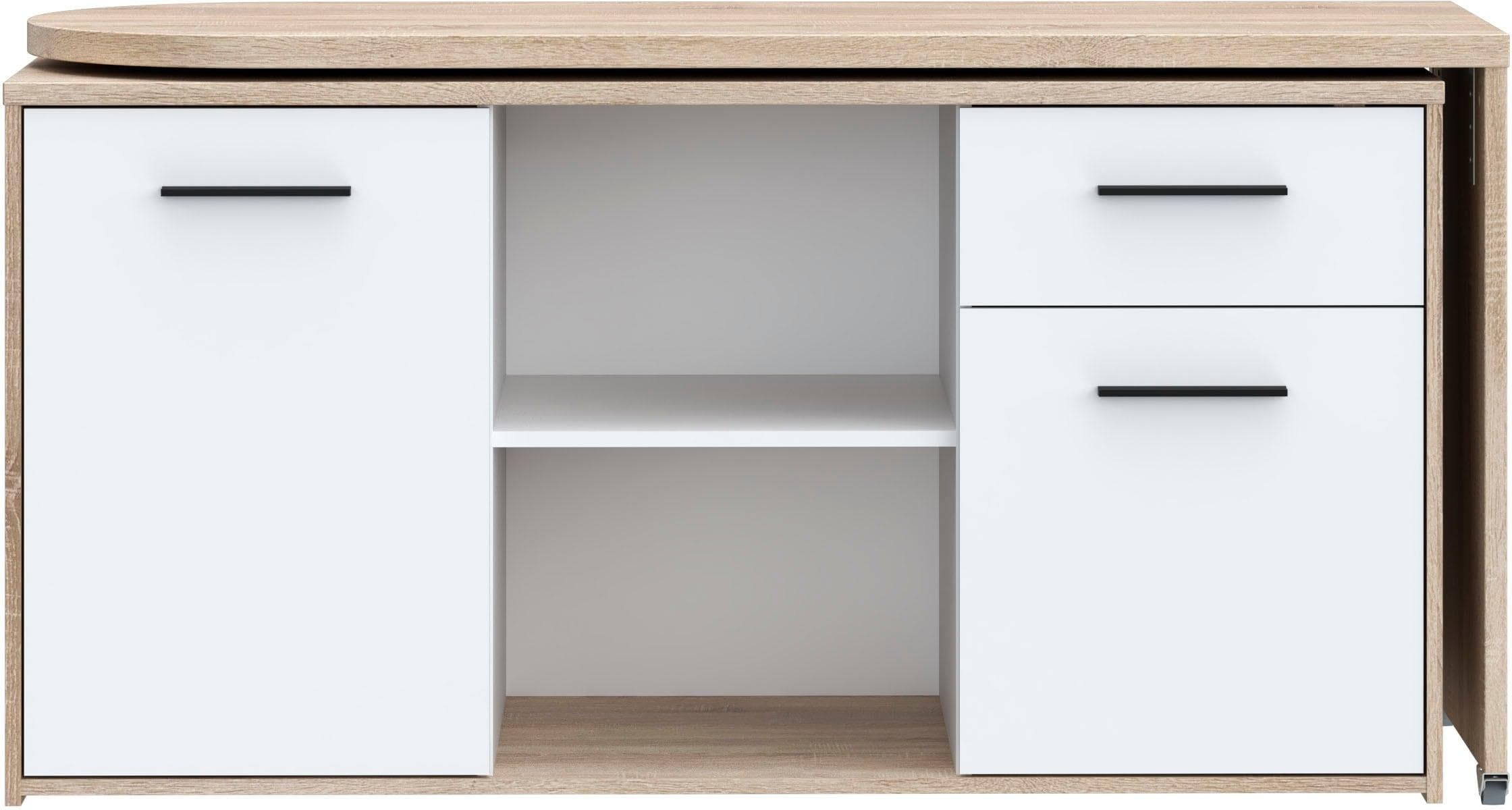 FORTE Aliklia Schreibtisch mit Rollen & Sideboard - Multifunktional