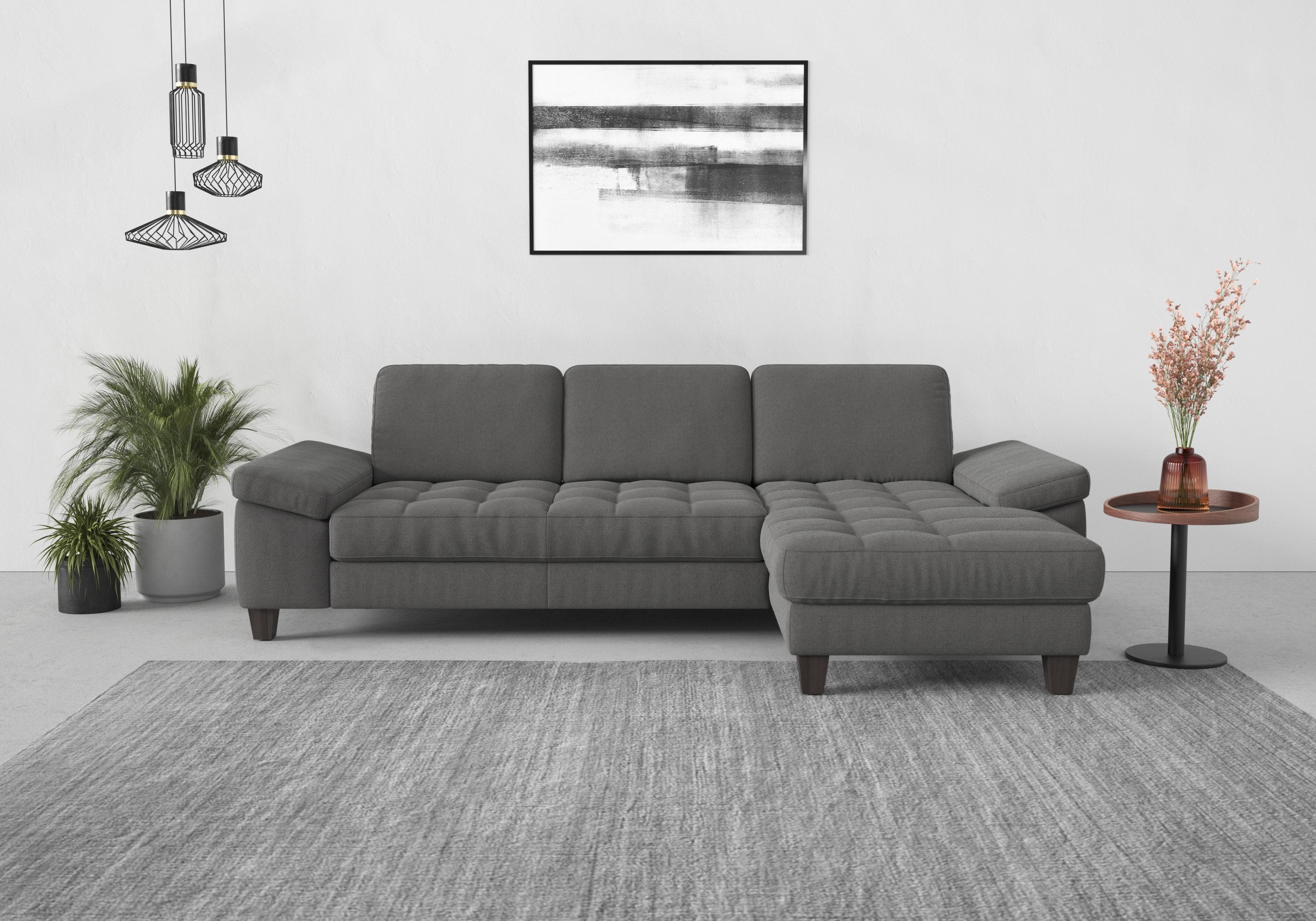 SIT & MORE Ecksofa Westham L-Form Grau mit Recamiere