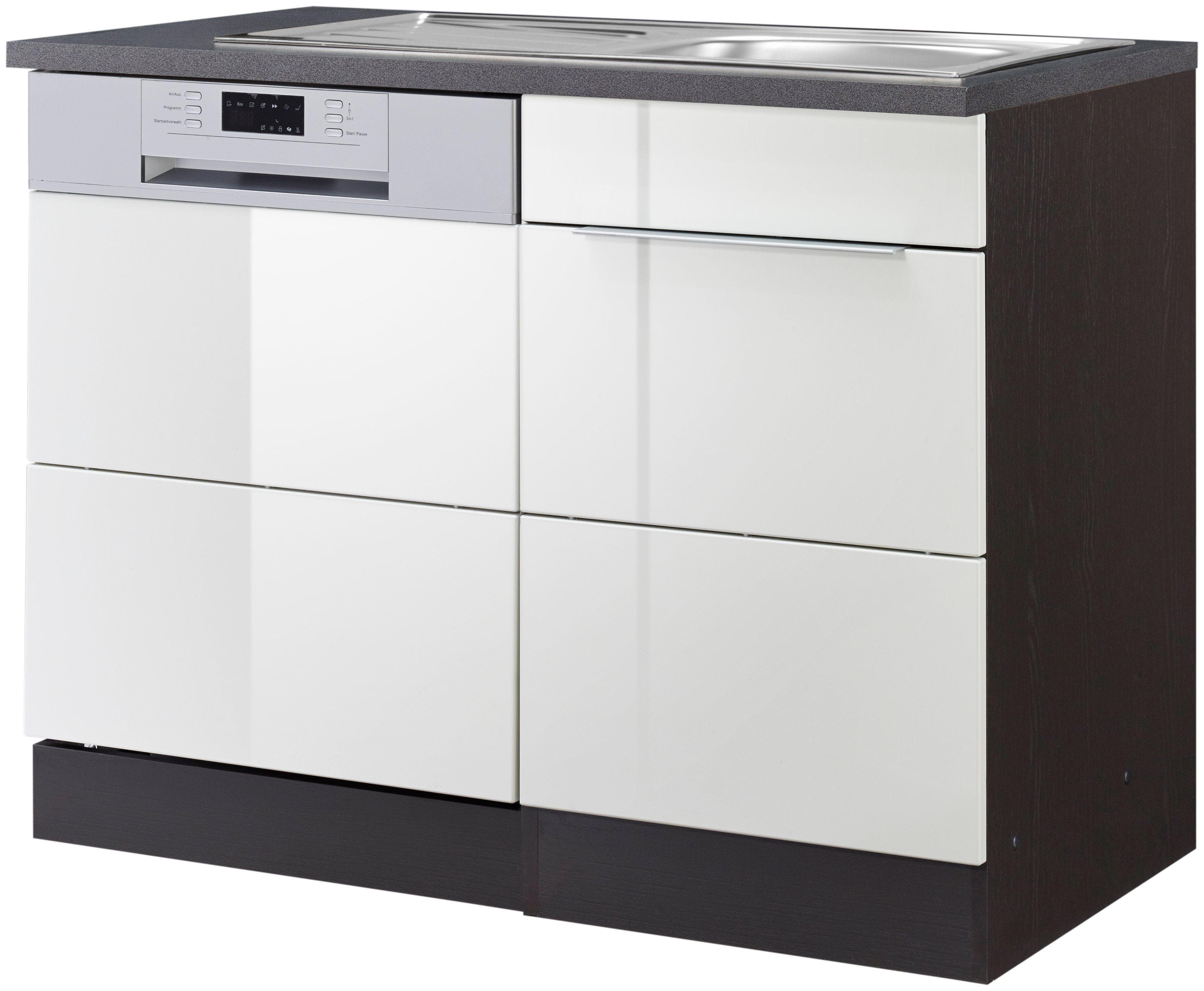 KOCHSTATION Spülenschrank KS-Brindisi Weiß Hochglanz mit Spüle