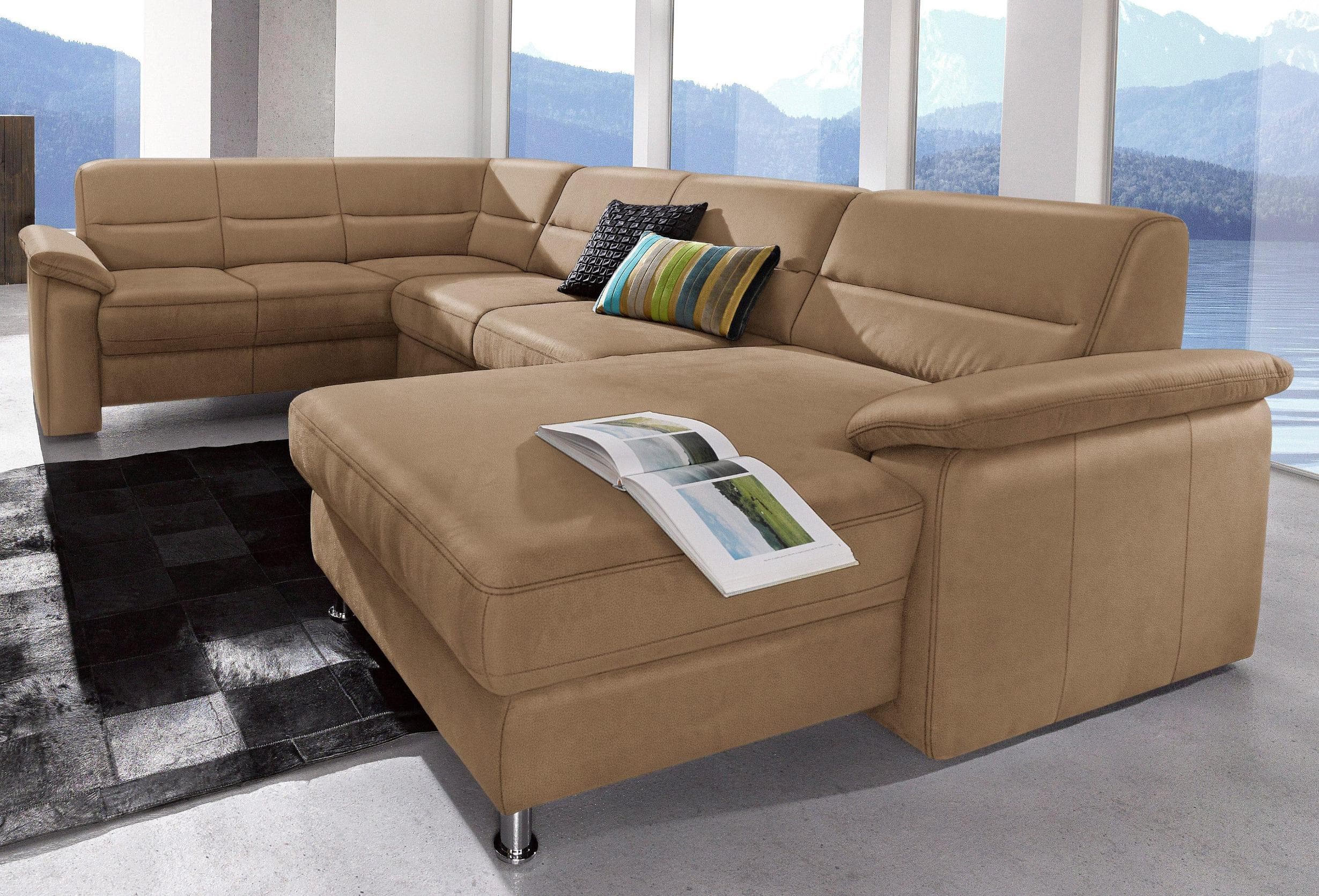 SIT & MORE Wohnlandschaft Top Ascara U-Form Braun NaturLeder