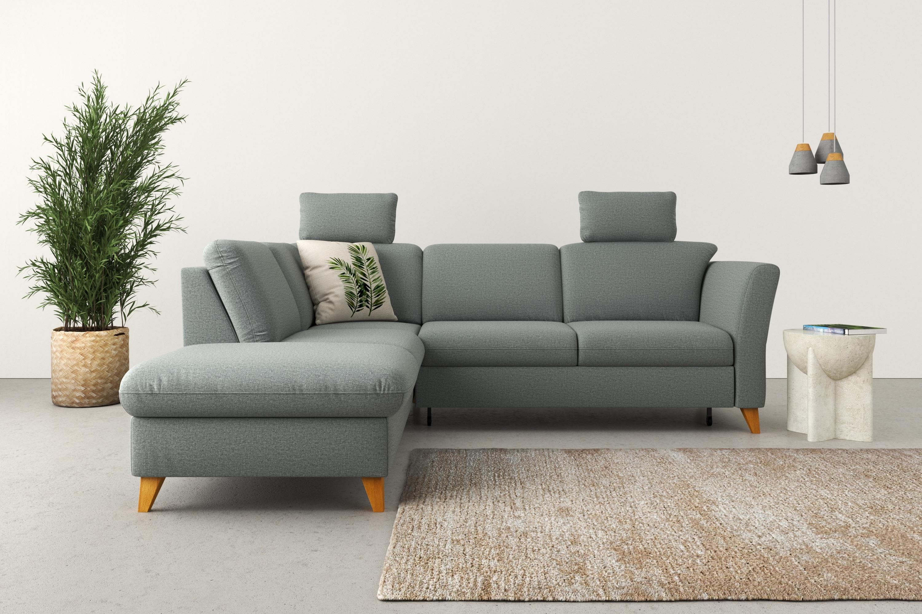 HOME AFFAIRE Ecksofa Trelleborg L-Form Grau mit Bettfunktion