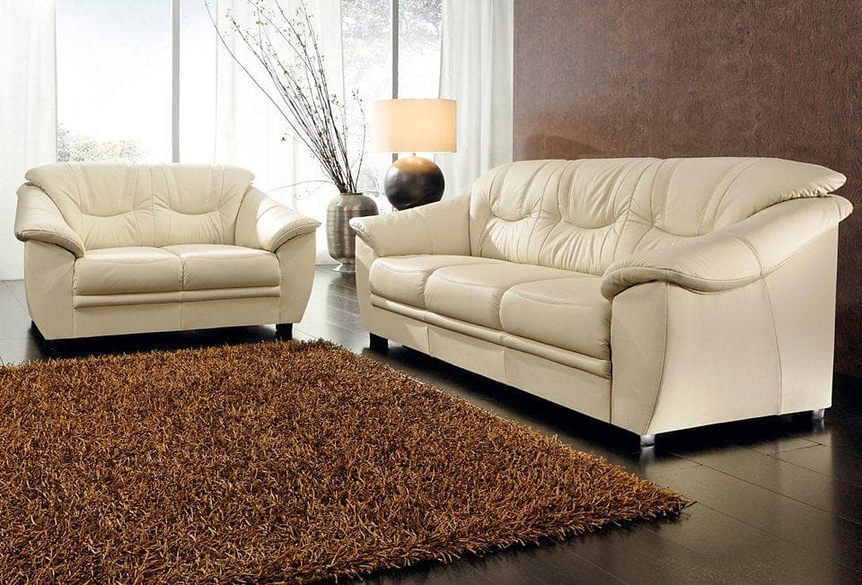 SIT & MORE Polstergarnitur Top Savona Beige NaturLEDER 2-tlg.