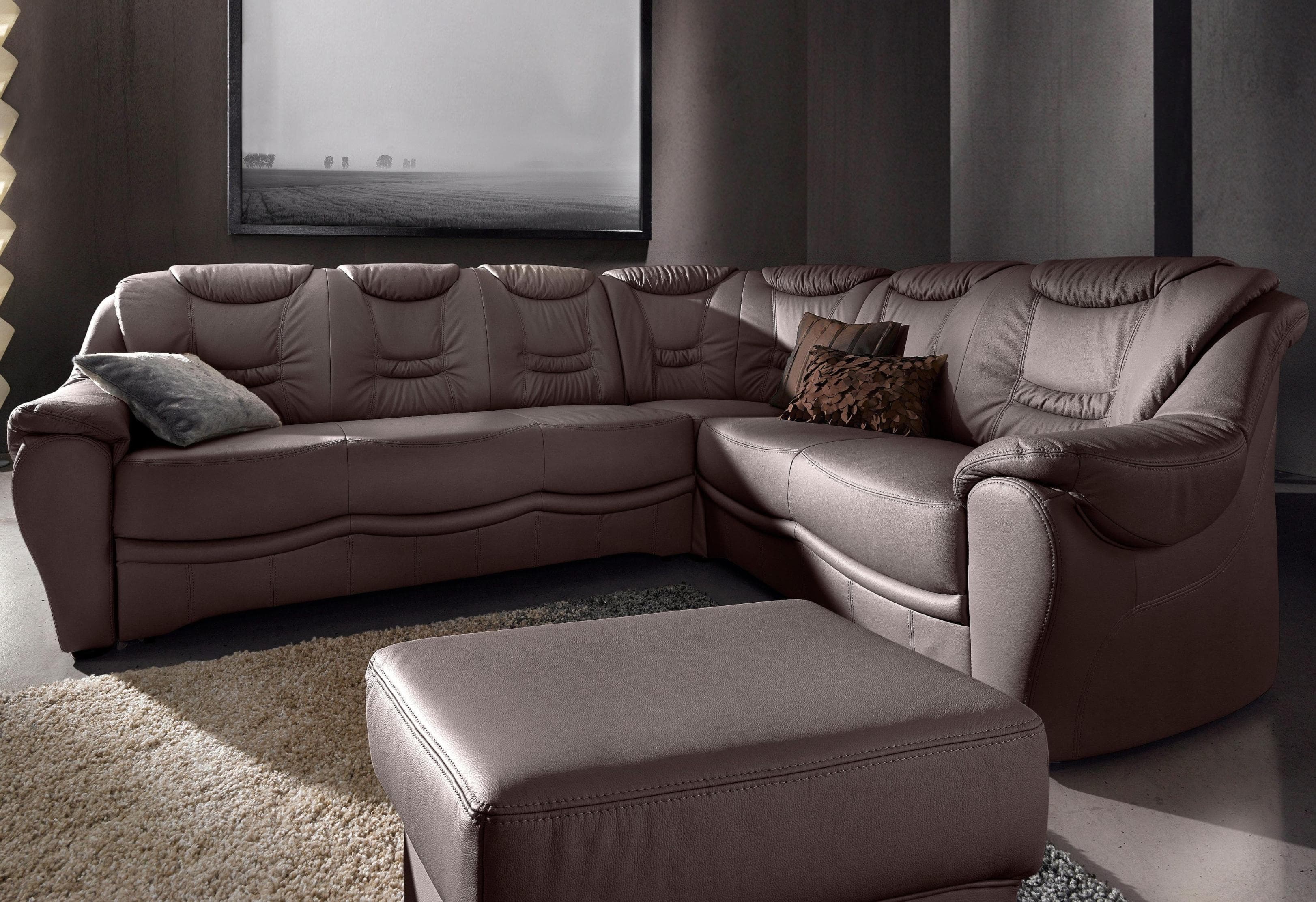 SIT & MORE Benson L-Form Ecksofa Mokka mit Bettfunktion