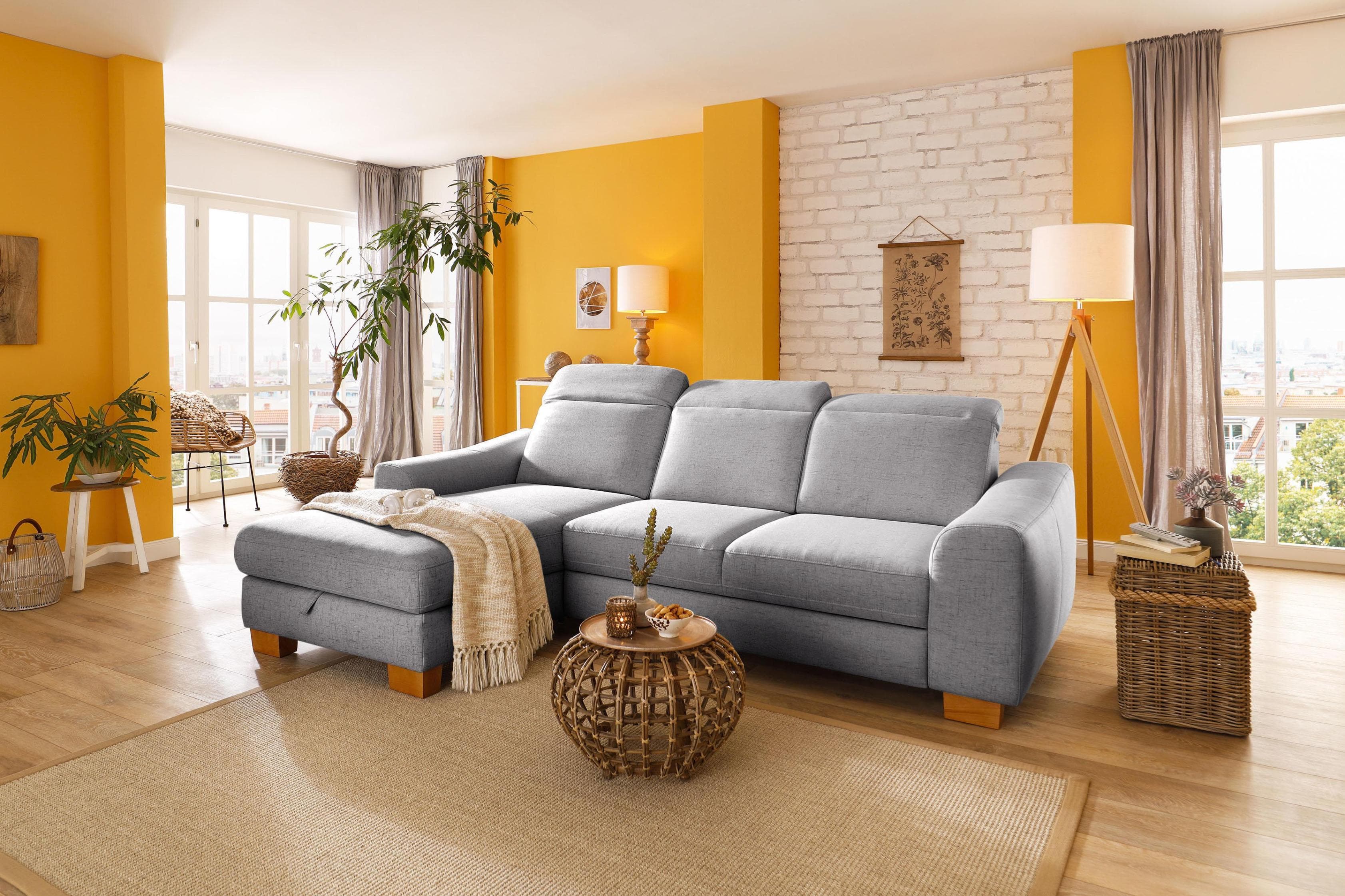 HOME AFFAIRE Ecksofa Dundee L-Form Grau Microfaser Recamiere