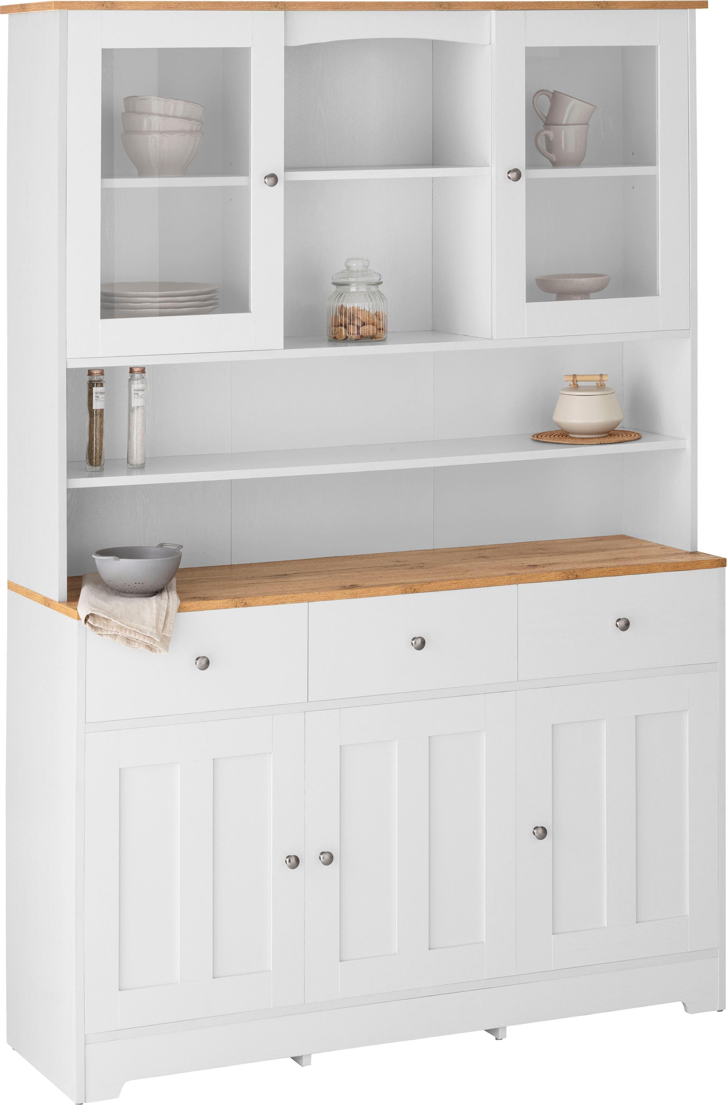 Buffet mit Glastüren und Holztüren - Metallgriffe