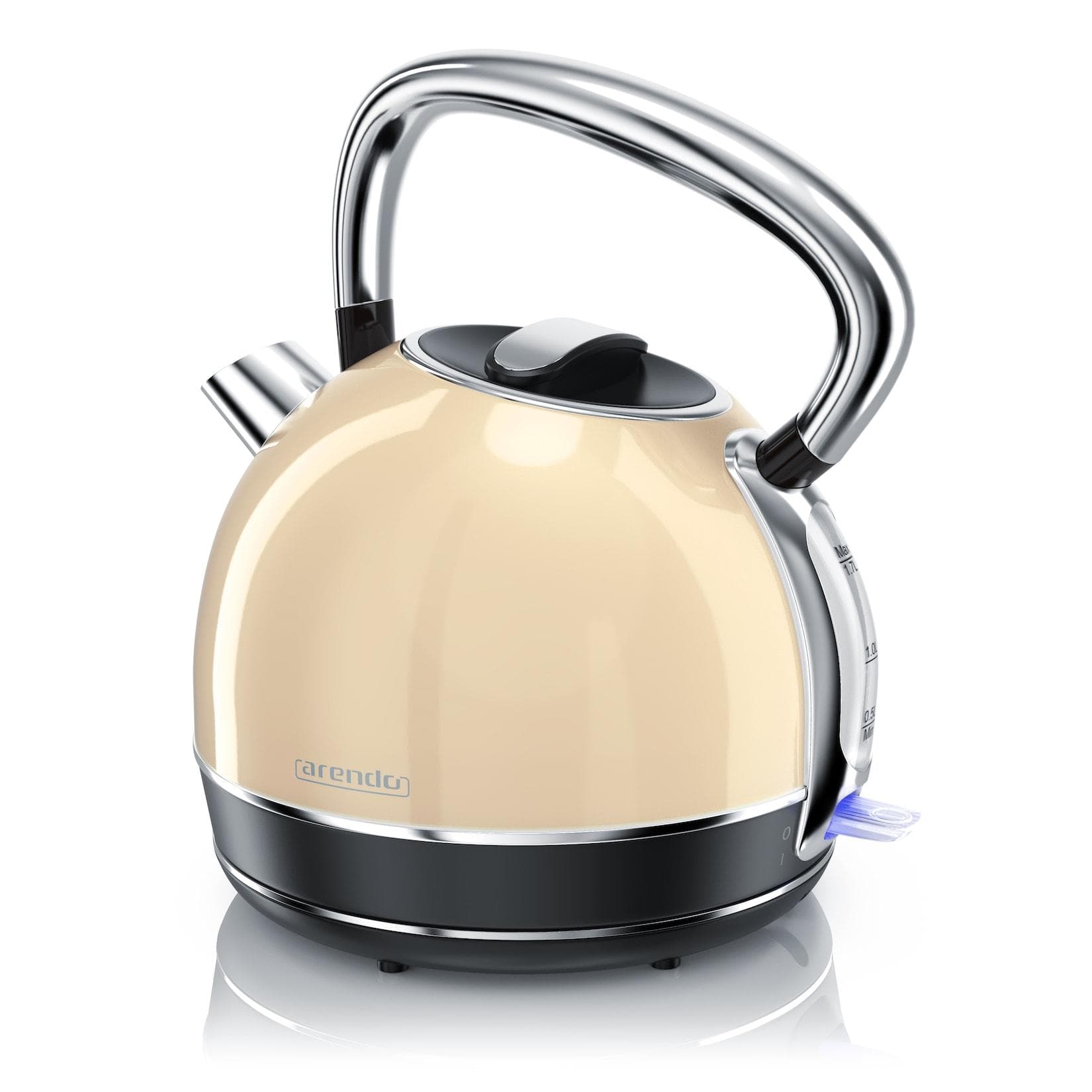 Arendo Wasserkocher Retro Design 2200 Watt Edelstahl 1,7 Liter Beige