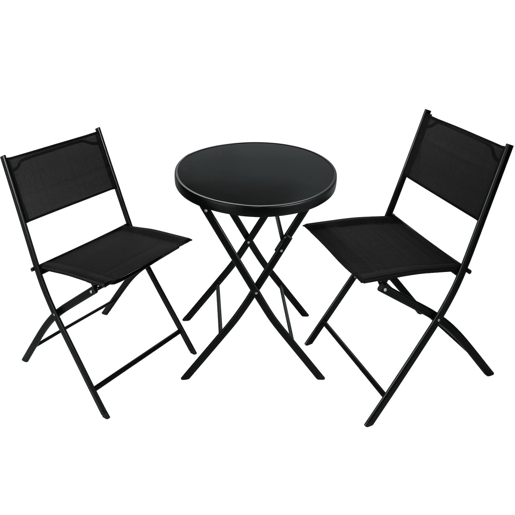tectake Bistro-Set Klappbar für 2 Personen UV-beständig mit Glasplatte
