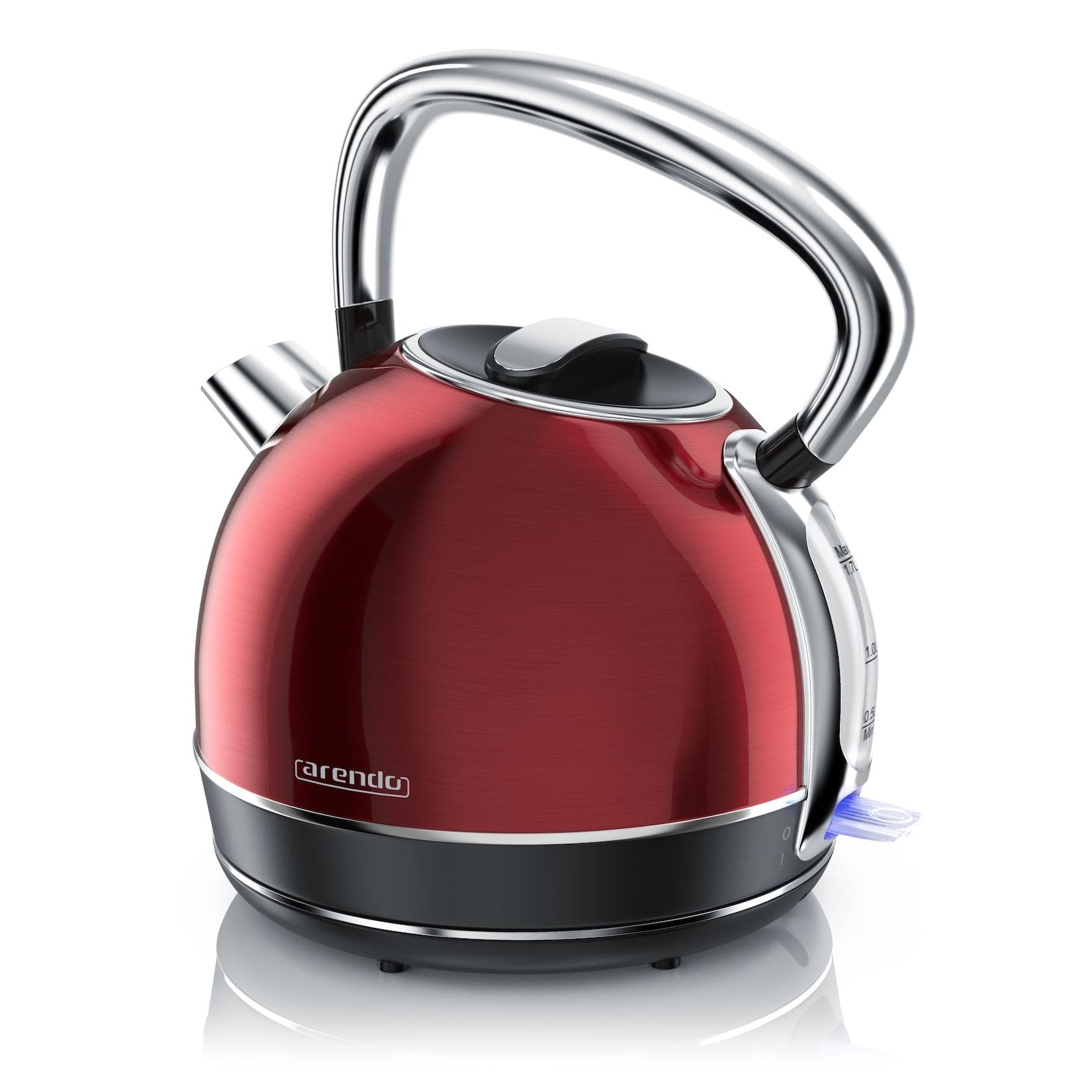 Arendo Retro Wasserkocher Edelstahl Vintage Style 1,7 L 2200 W Rot