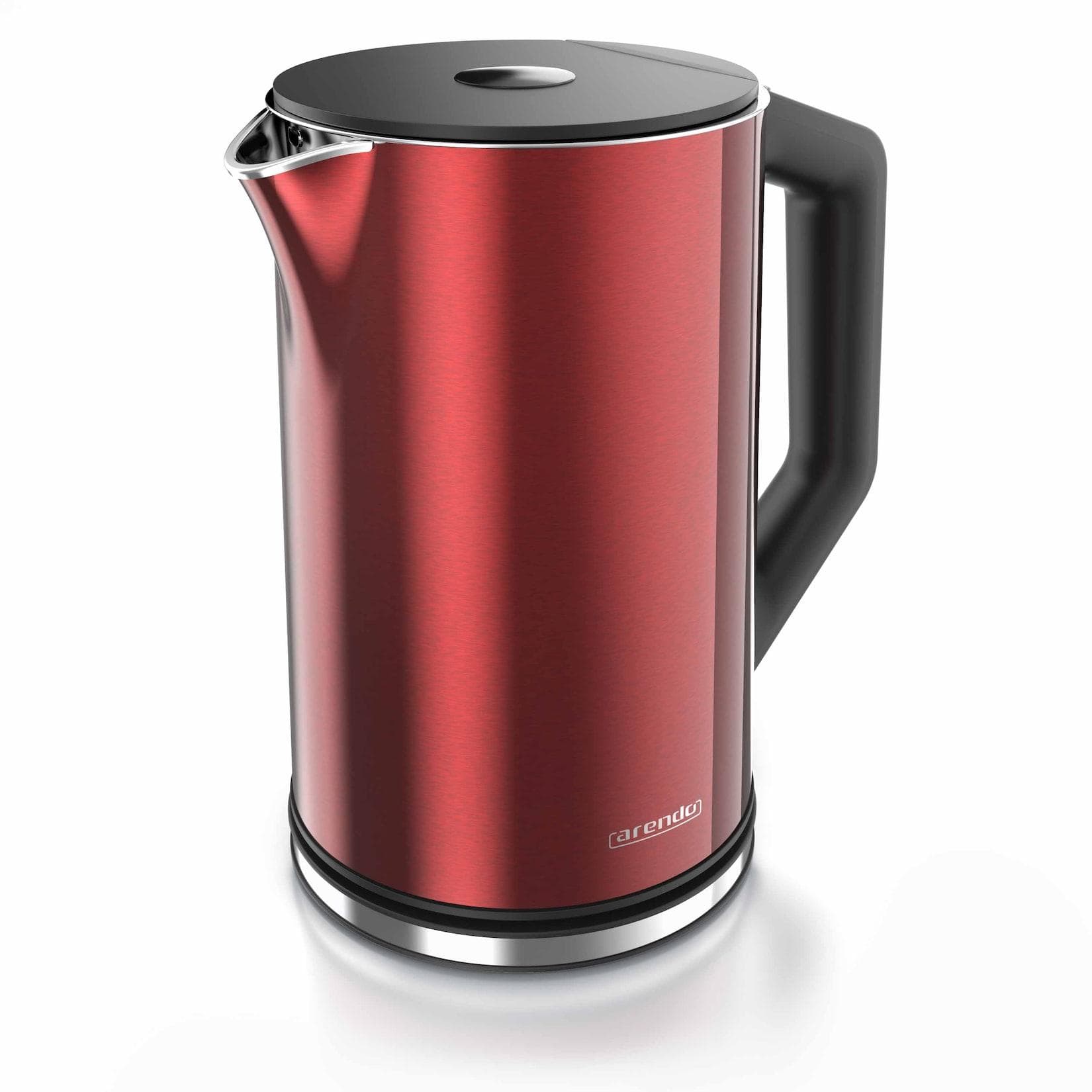 Arendo Wasserkocher 1,5 l 2200 W Edelstahl Doppelwand Temperaturwahl 40-100°C Rot