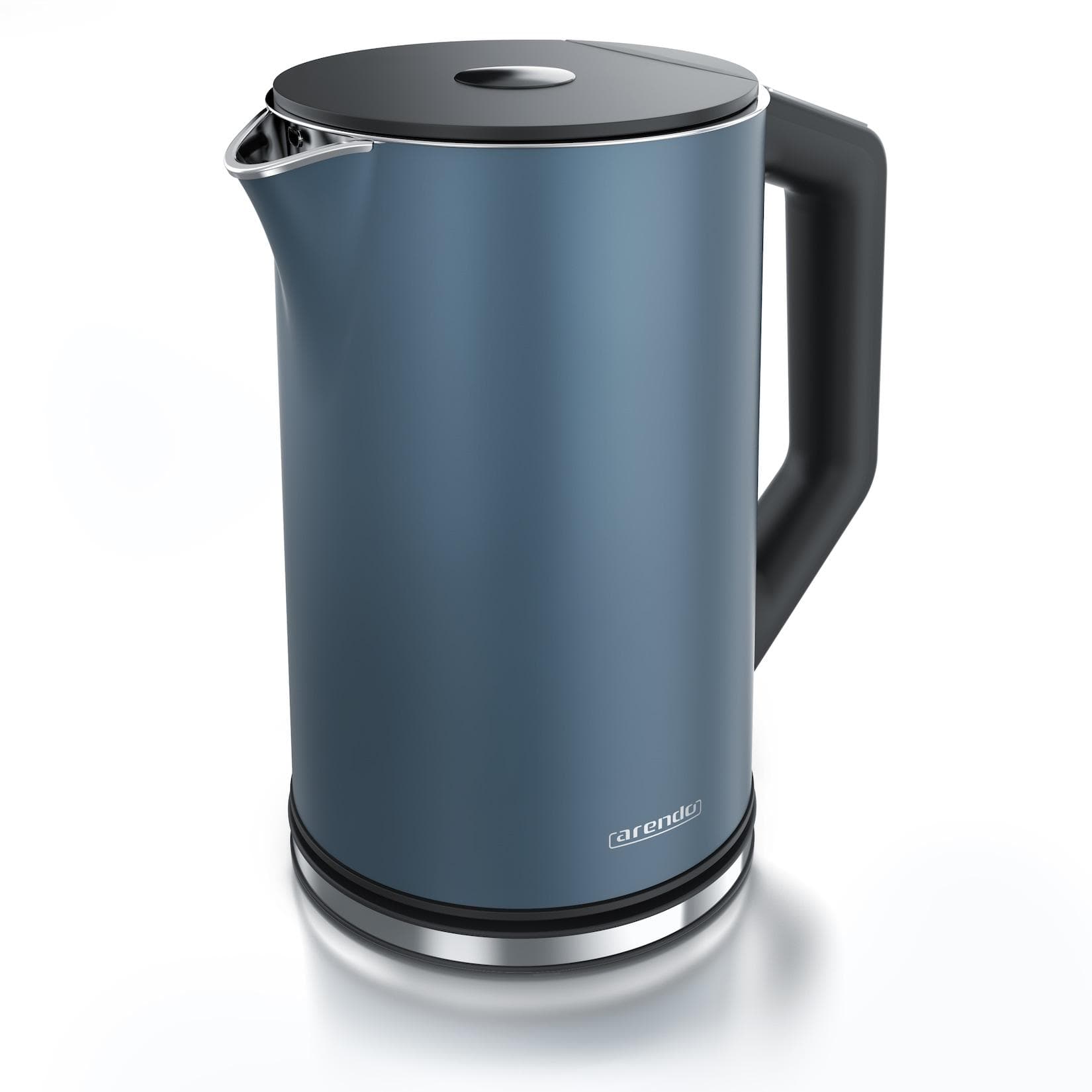 Arendo Wasserkocher 1,5 l 2200 W Edelstahl Doppelwand Blau Matt