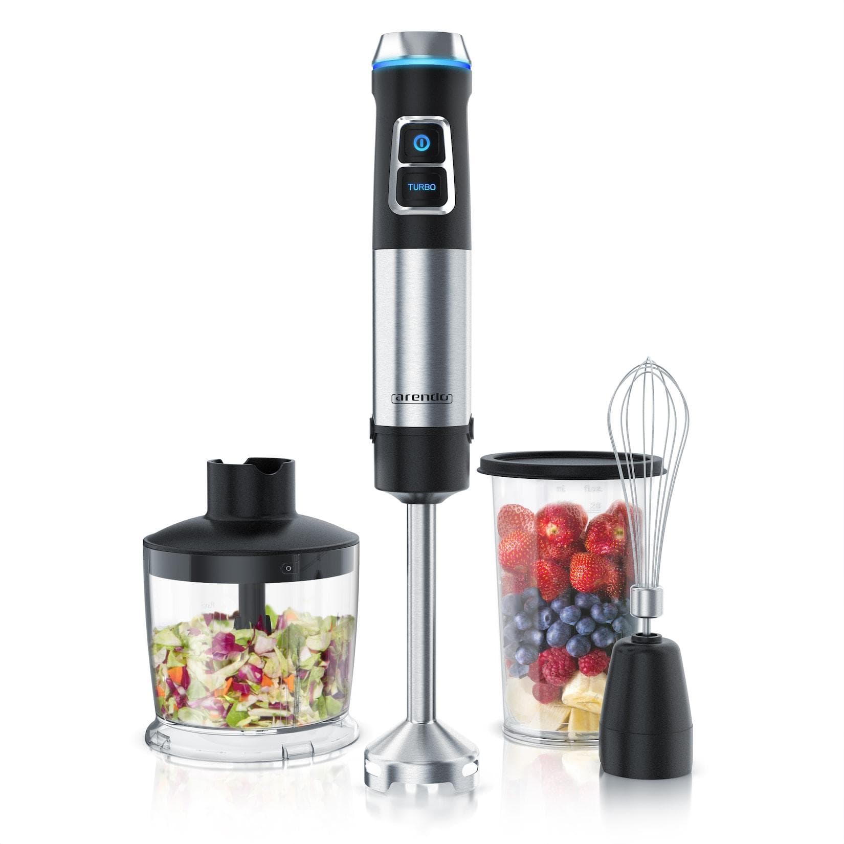 Arendo Stabmixer Edelstahl Set - Pürierstab mit 1200W Motor