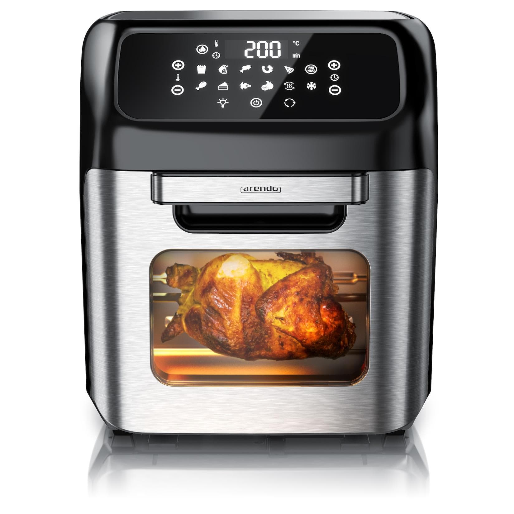 Arendo Heißluftfritteuse 12L Edelstahl Airfryer Pizzaofen Multifunktionsofen