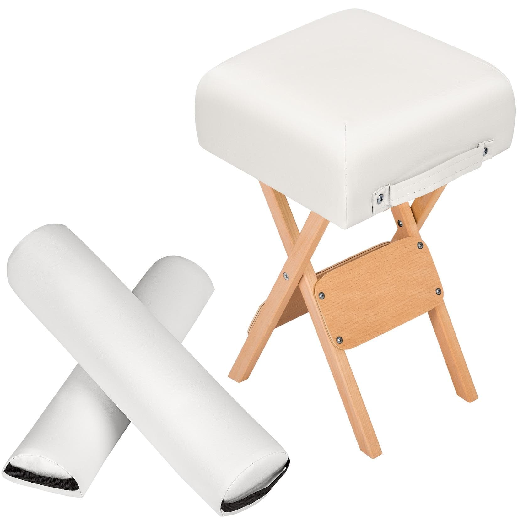 TecTake Hocker mit 2 Lagerungsrollen aus Holz und Kunstleder