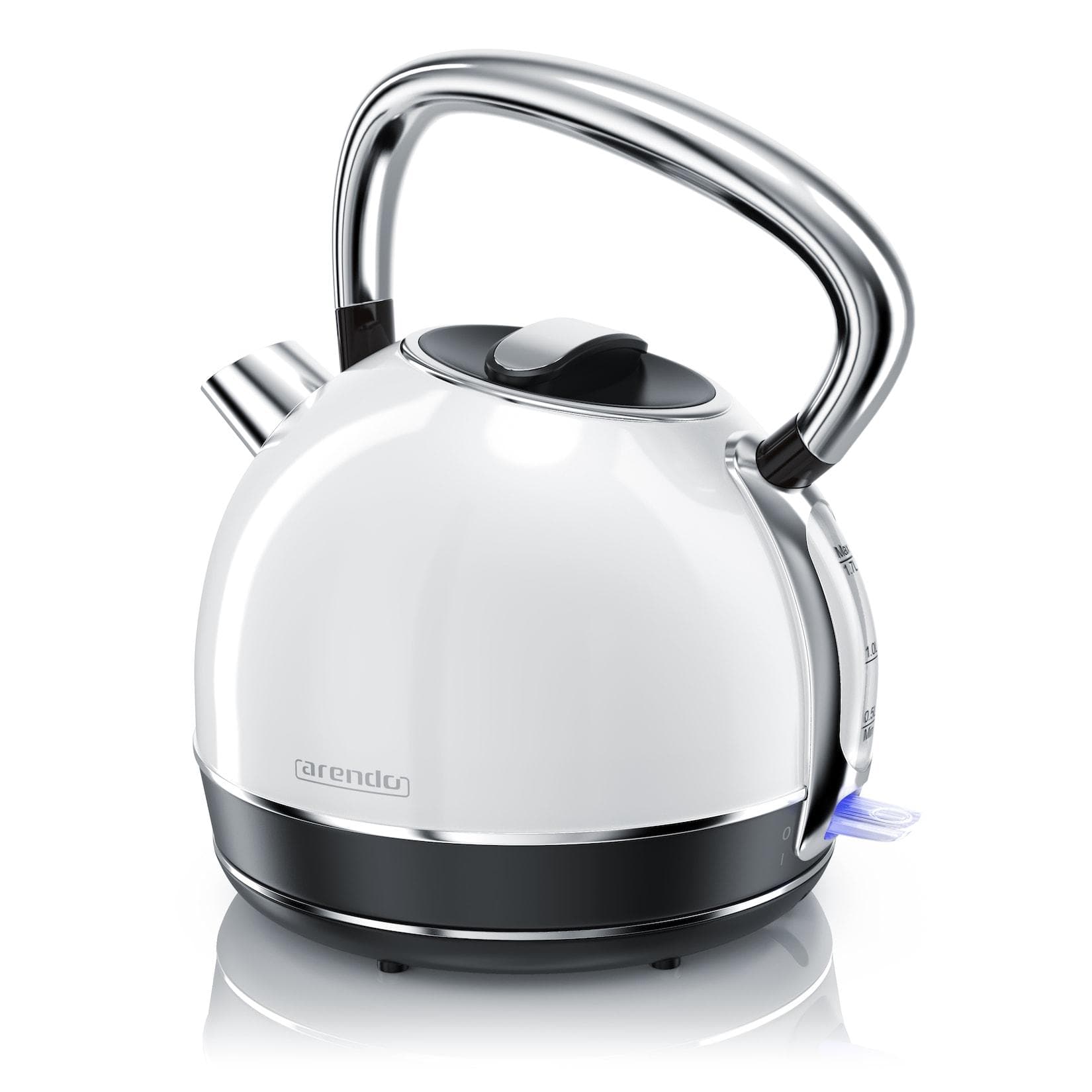 Arendo Wasserkocher 1,7 l 2200 W Edelstahl Retro Style Vintage Weiß