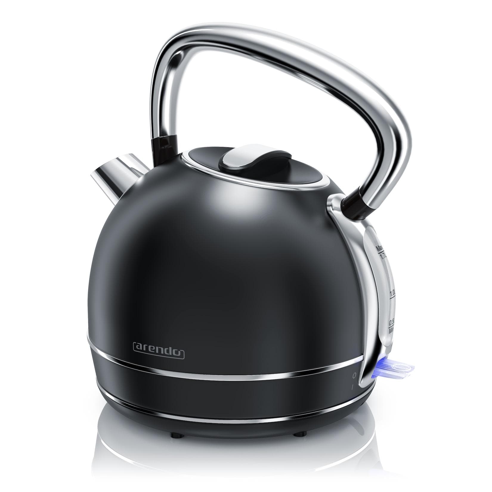 Arendo Wasserkocher 1,7 l 2200 W Edelstahl Retro Style Vintage Überhitzung & Trockenkochschutz Schwarz