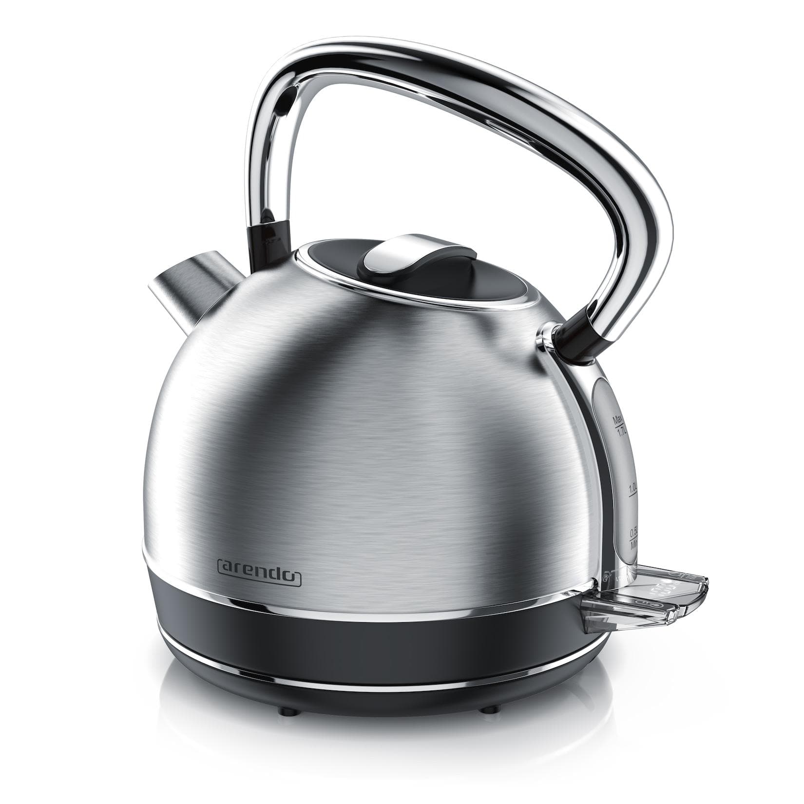 Arendo Wasserkocher 1,7 l 2200 W Edelstahl Retro Style Vintage Silber