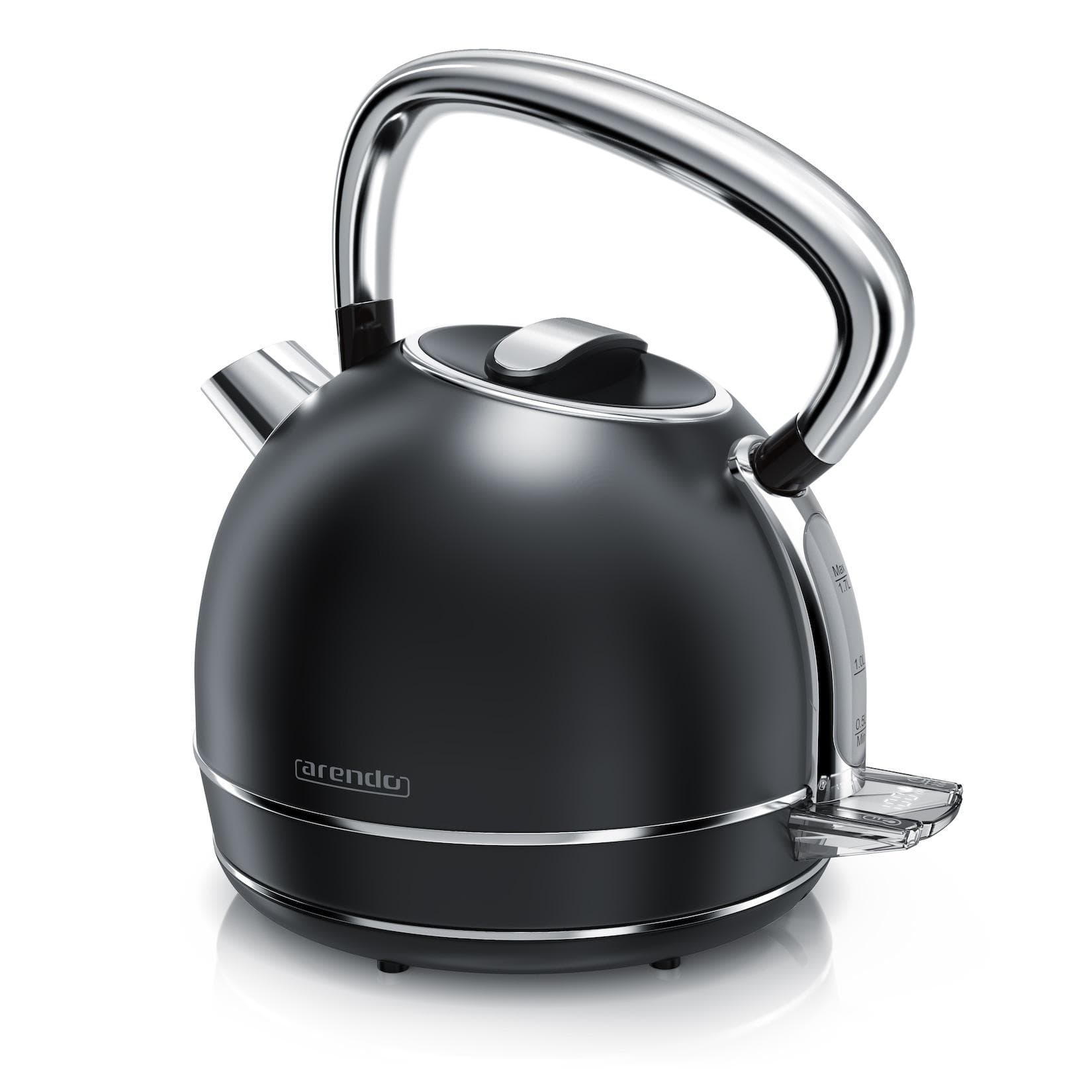 Arendo Wasserkocher 1,7 l 2200 W Edelstahl Retro Style Vintage Schwarz