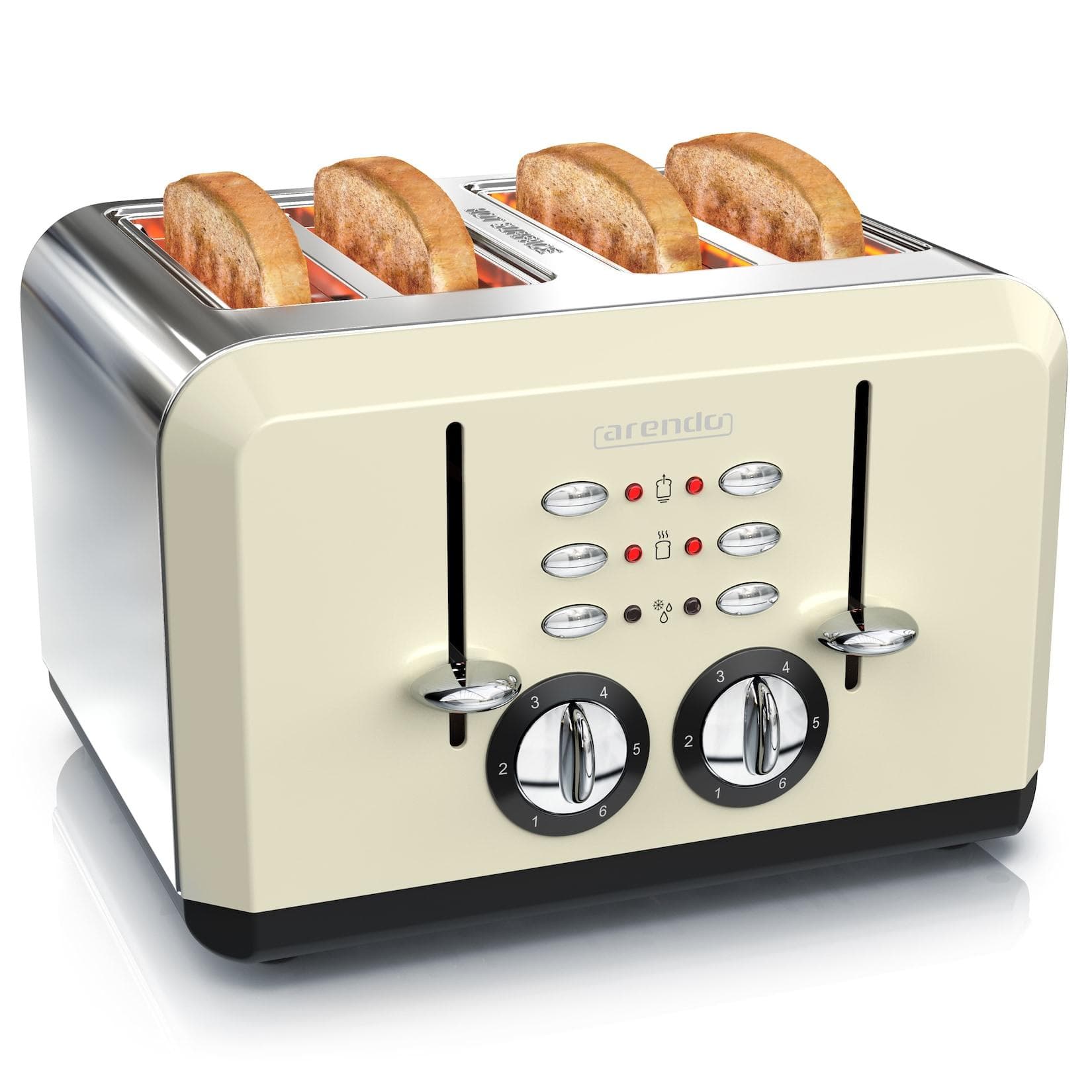 Arendo 4-Scheiben Toaster 1630 W Automatik Edelstahl Beige