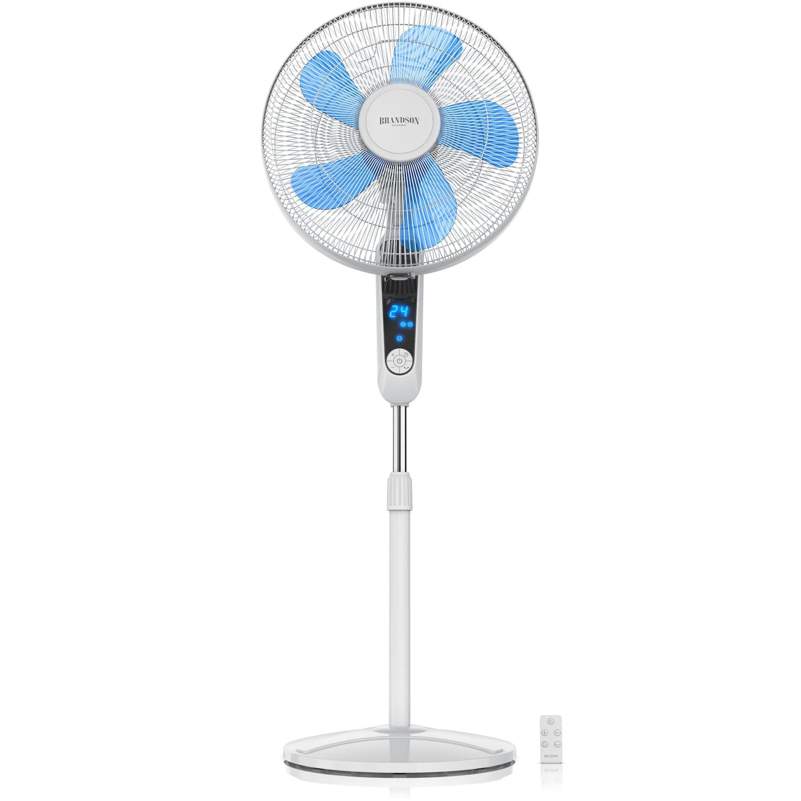 Brandson Standventilator DC Motor mit Fernbedienung LED Display Oszillation Weiß
