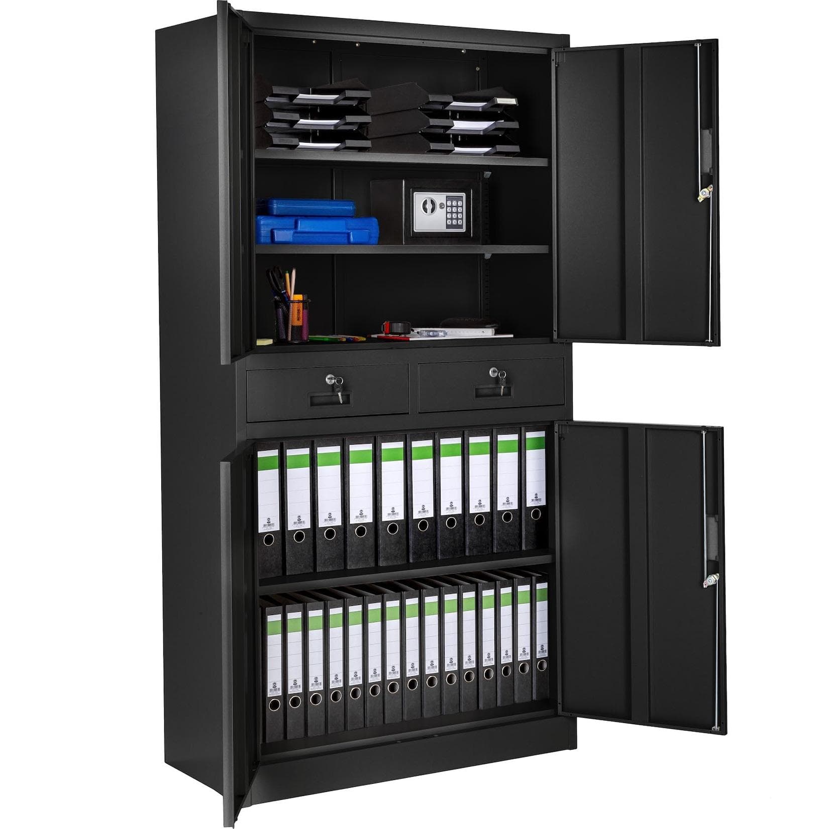 tectake Aktenschrank Cosmo Pulverbeschichtet Stahl 3 Böden