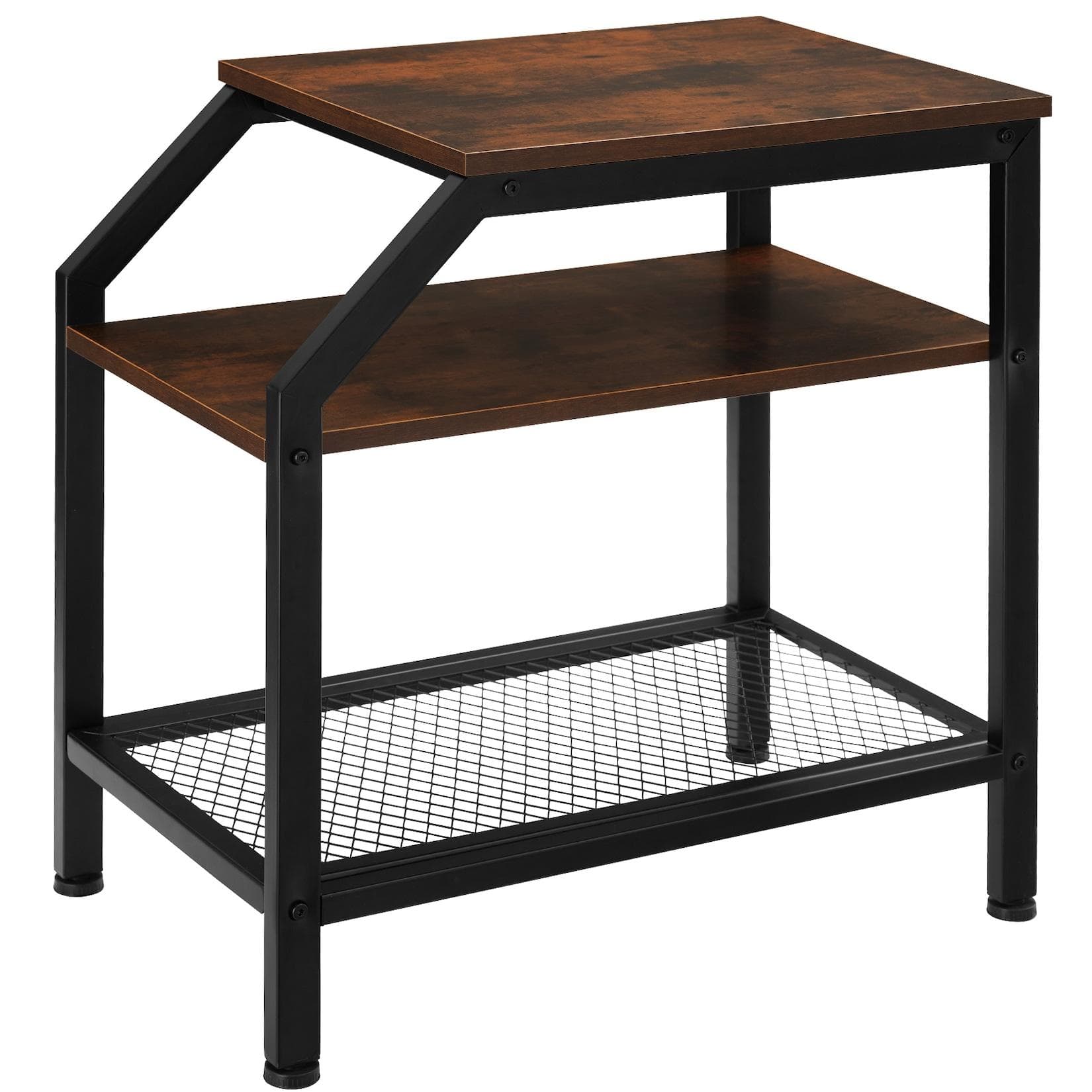 tectake Beistelltisch Industrial Style mit 2 Ablagen und Gitterablage