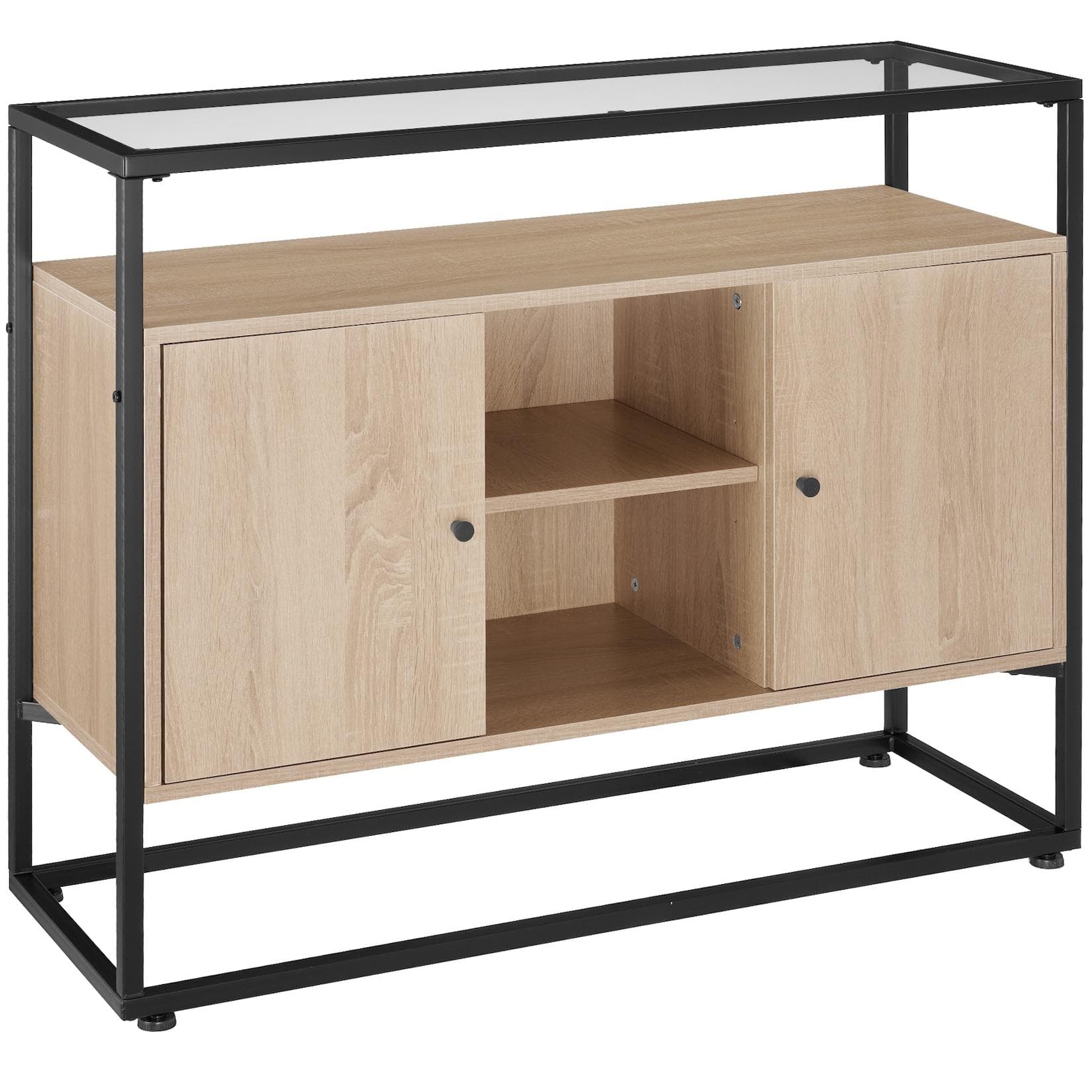 tectake Sideboard Industrial Style Glasplatte Holzoptik