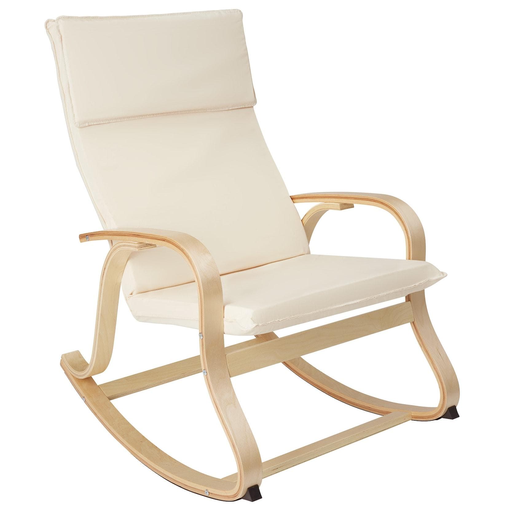 tectake Schaukelstuhl Relaxsessel Roca aus Birkenholz Beige