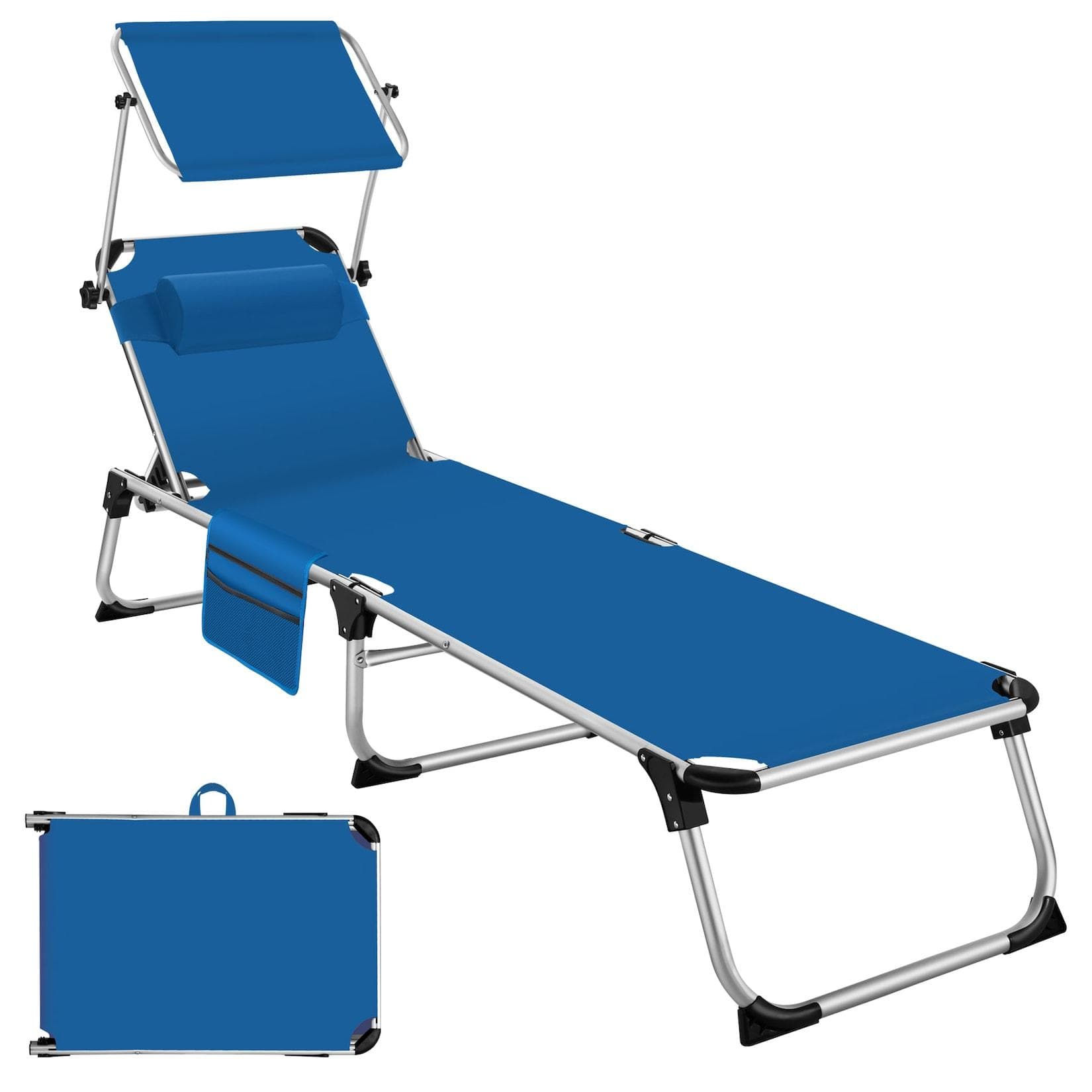 tectake Sonnenliege Aurelie Blau Aluminium Klappbar mit Kissen