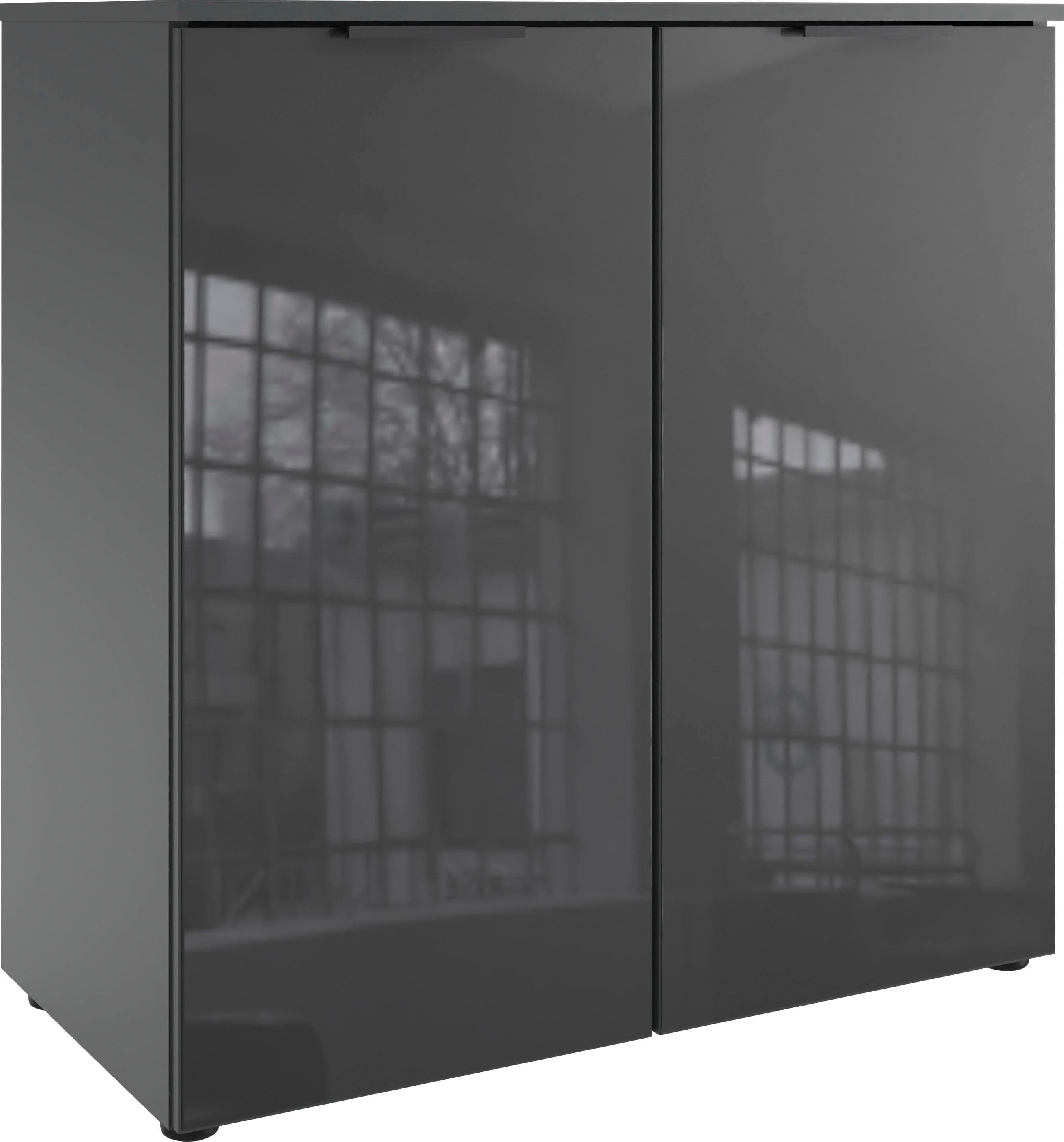 WIMEX Kommode Level36 Grau mit Glasfront und Soft-Close