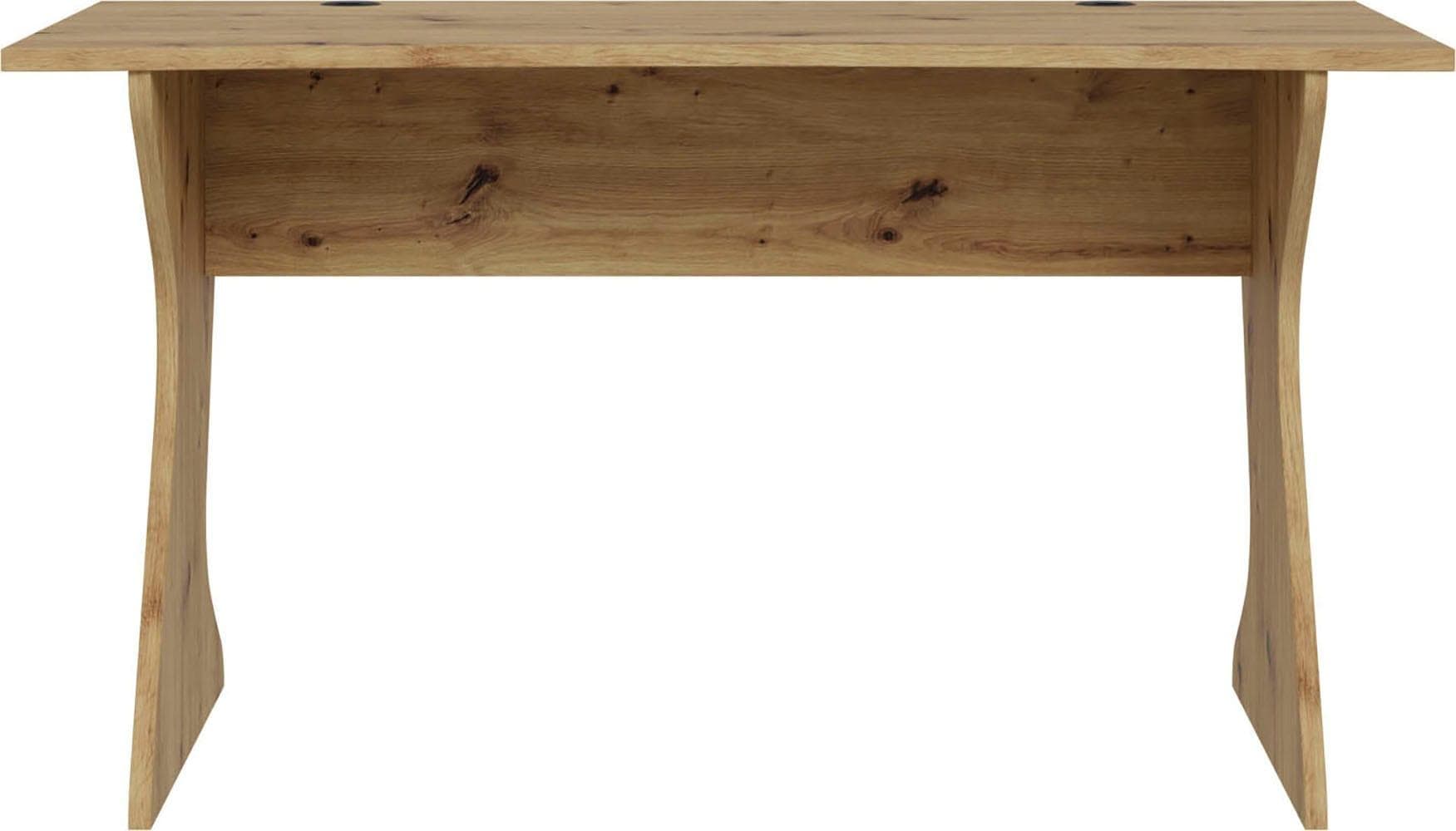 Artisan Eichen-Schreibtisch mit geschwungenen Tischplatte und Kabeldurchführung