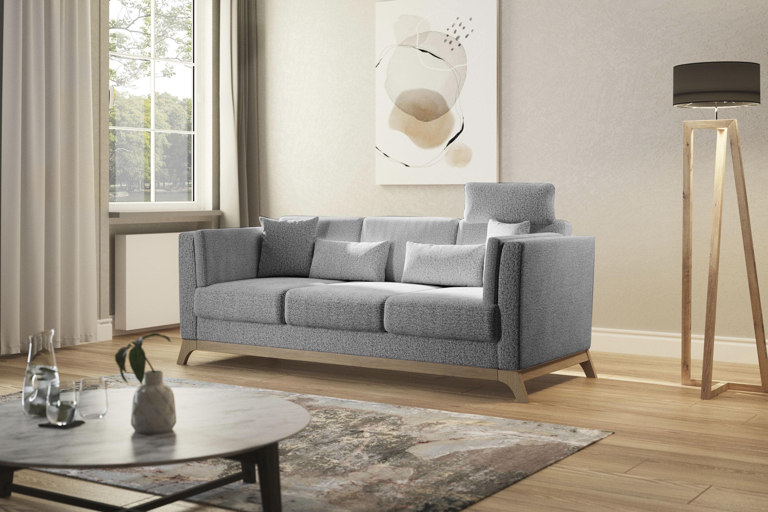 Home Affaire Sofa Viva 3-Sitzer Grau Polyester Buche