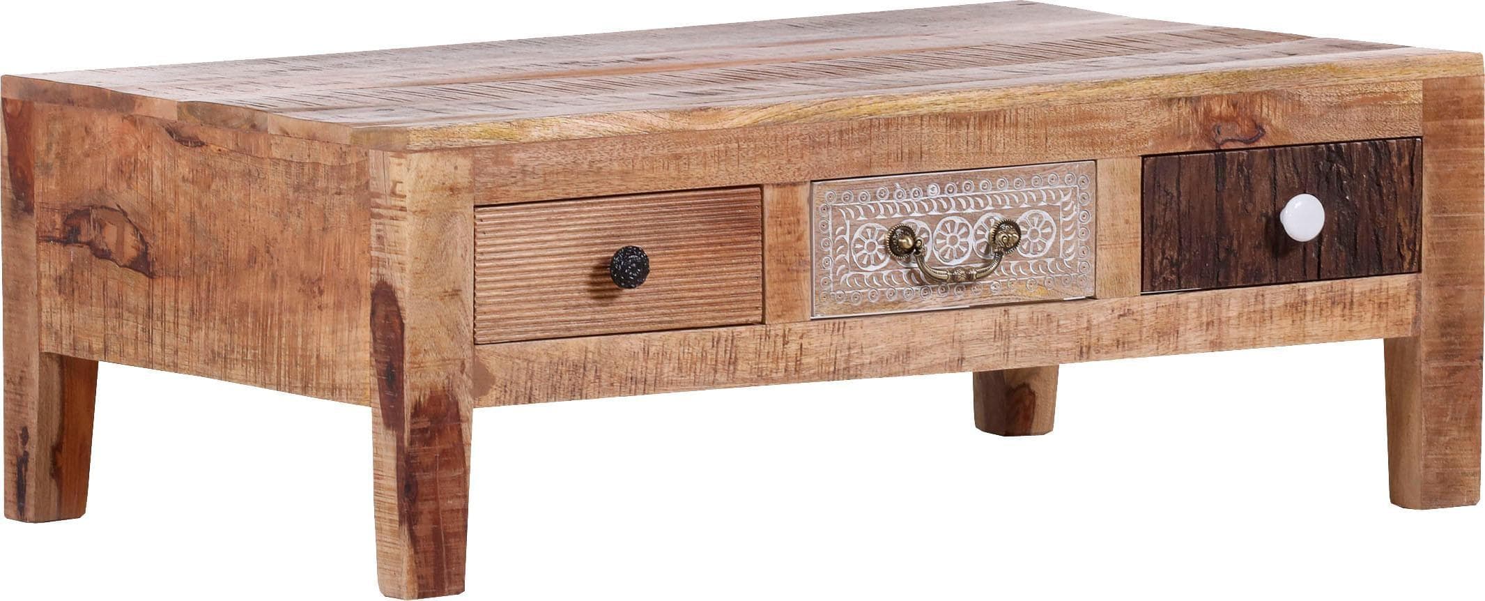 GUTMANN FACTORY Couchtisch Puno Beige Natur Massivholz Mango