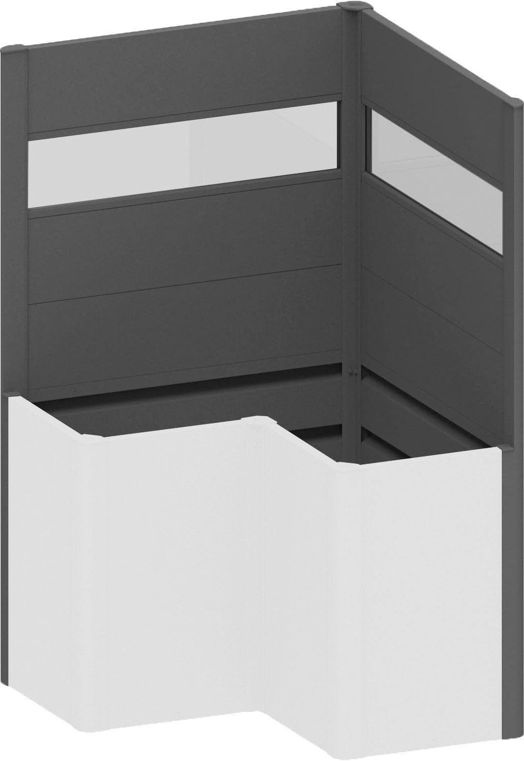 BioHort Sichtschutzelement Dunkler Metallic-Grau Stahlblech Zaunelement