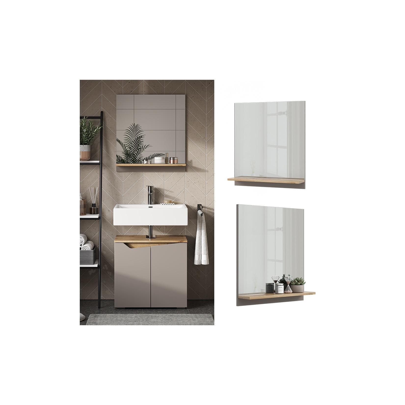 Vicco Badspiegel Marelle Greige Artisan-Eiche Klarer Spiegel